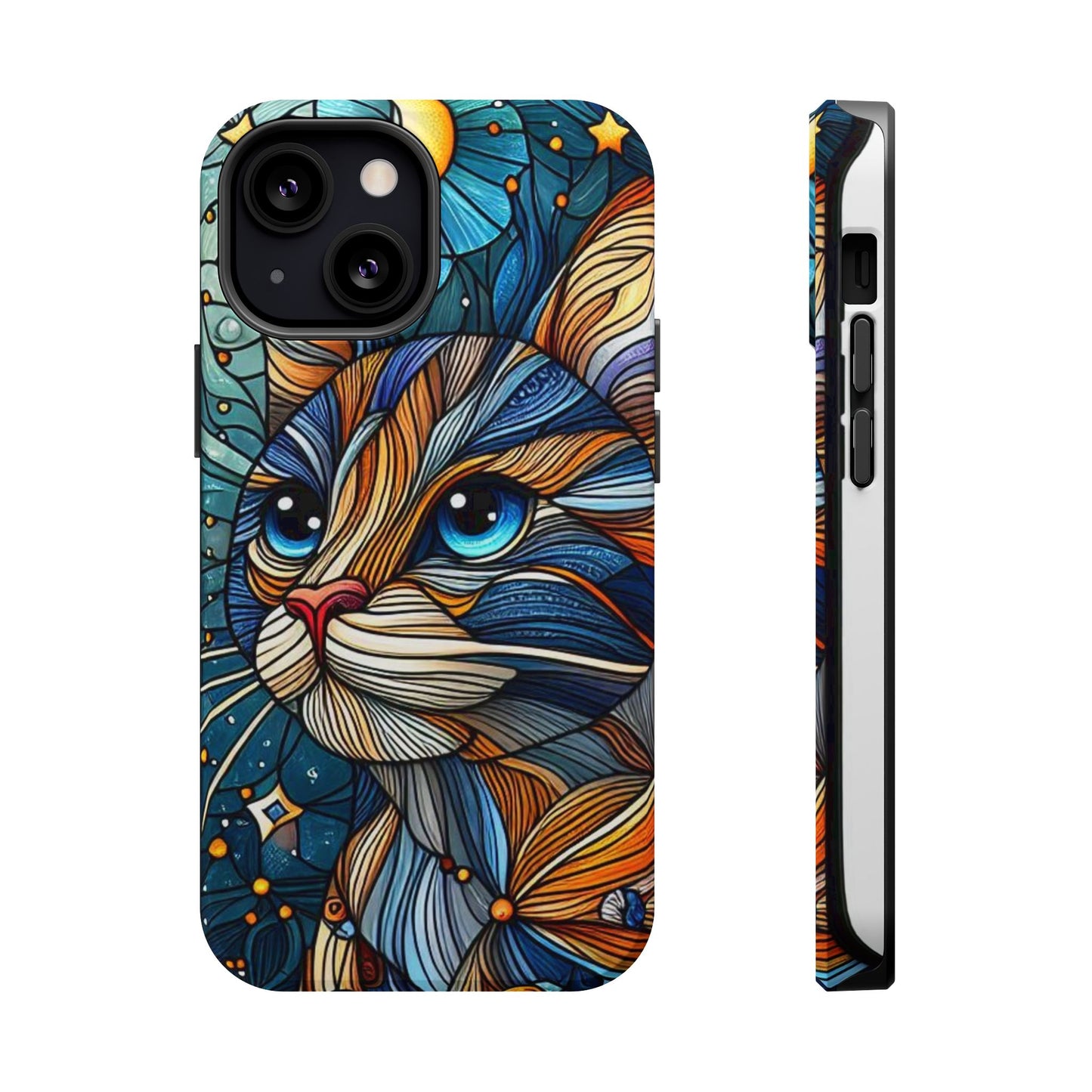 Cat-Stained Glass Magnetic Tough Cases