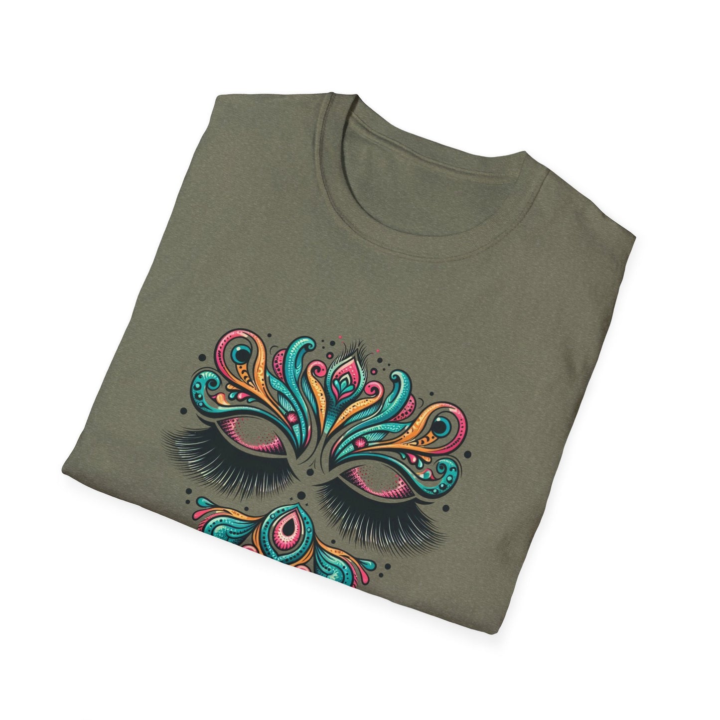Colorful Mandala Unisex Softstyle T-Shirt – Bohemian LASHES Vibe for Art Lovers