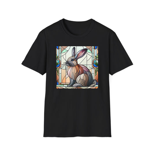 Flemish Giant Rabbit Animal Stained Glass Design Unisex Softstyle T-Shirt