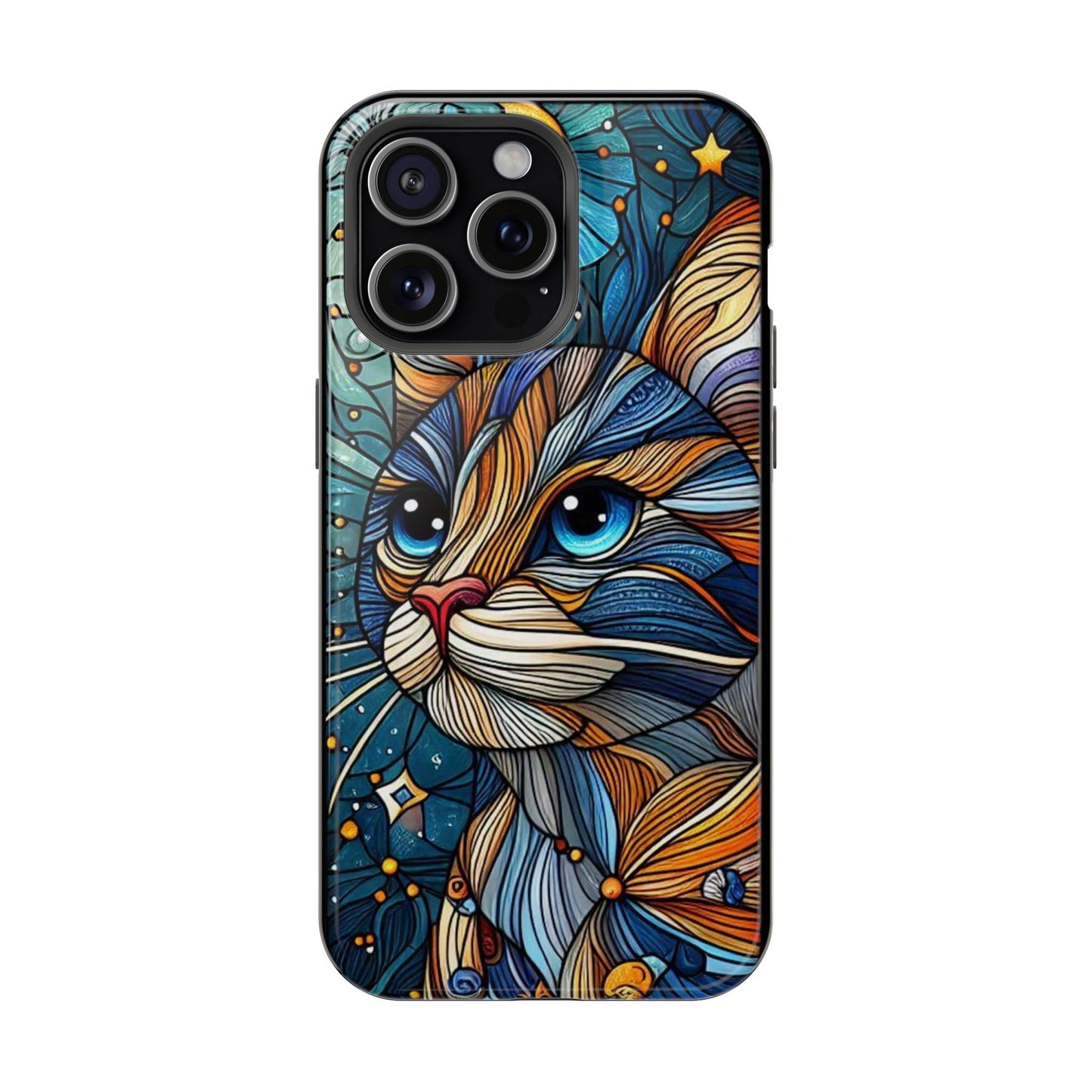 Cat-Stained Glass Magnetic Tough Cases