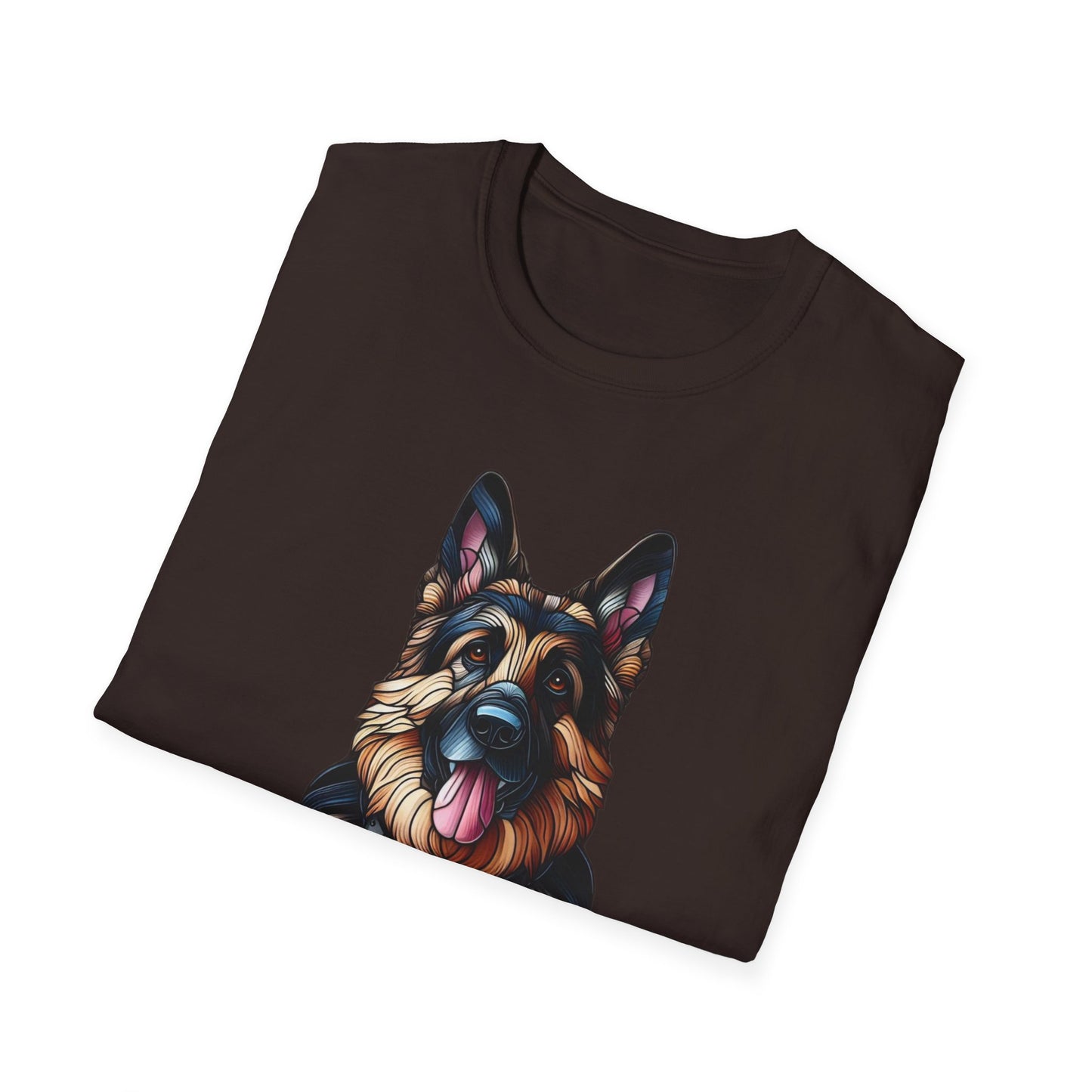 German Shepherd Stained Glass Unisex Softstyle T-Shirt