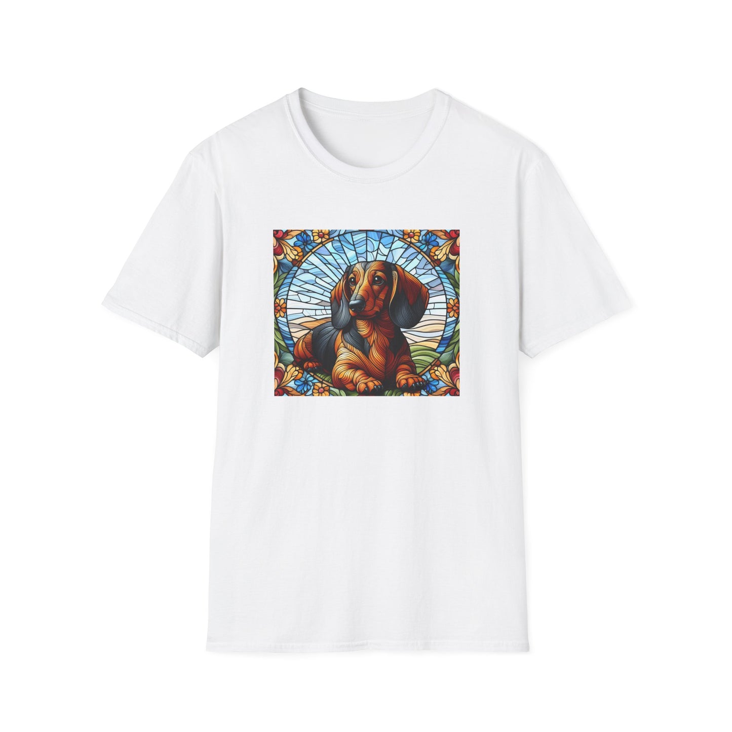 Dachshund Stained Glass Unisex Softstyle T-Shirt
