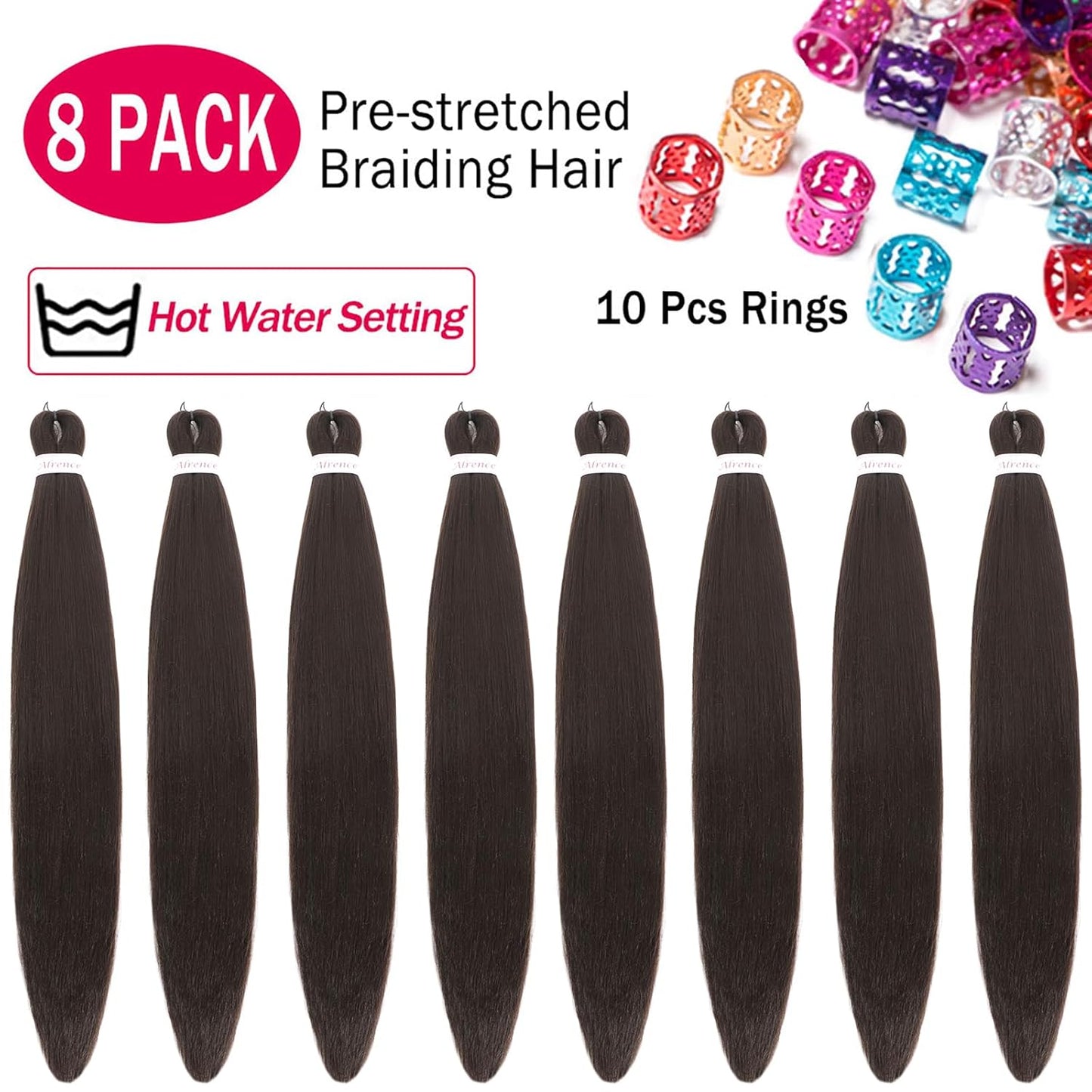 Pre Stretched Braiding Hair Long Braid 30 Inch 8 Packs Professional Braiding Hair Extensions Synthetic Crochet Twist Braids (30 Inch, 6#)