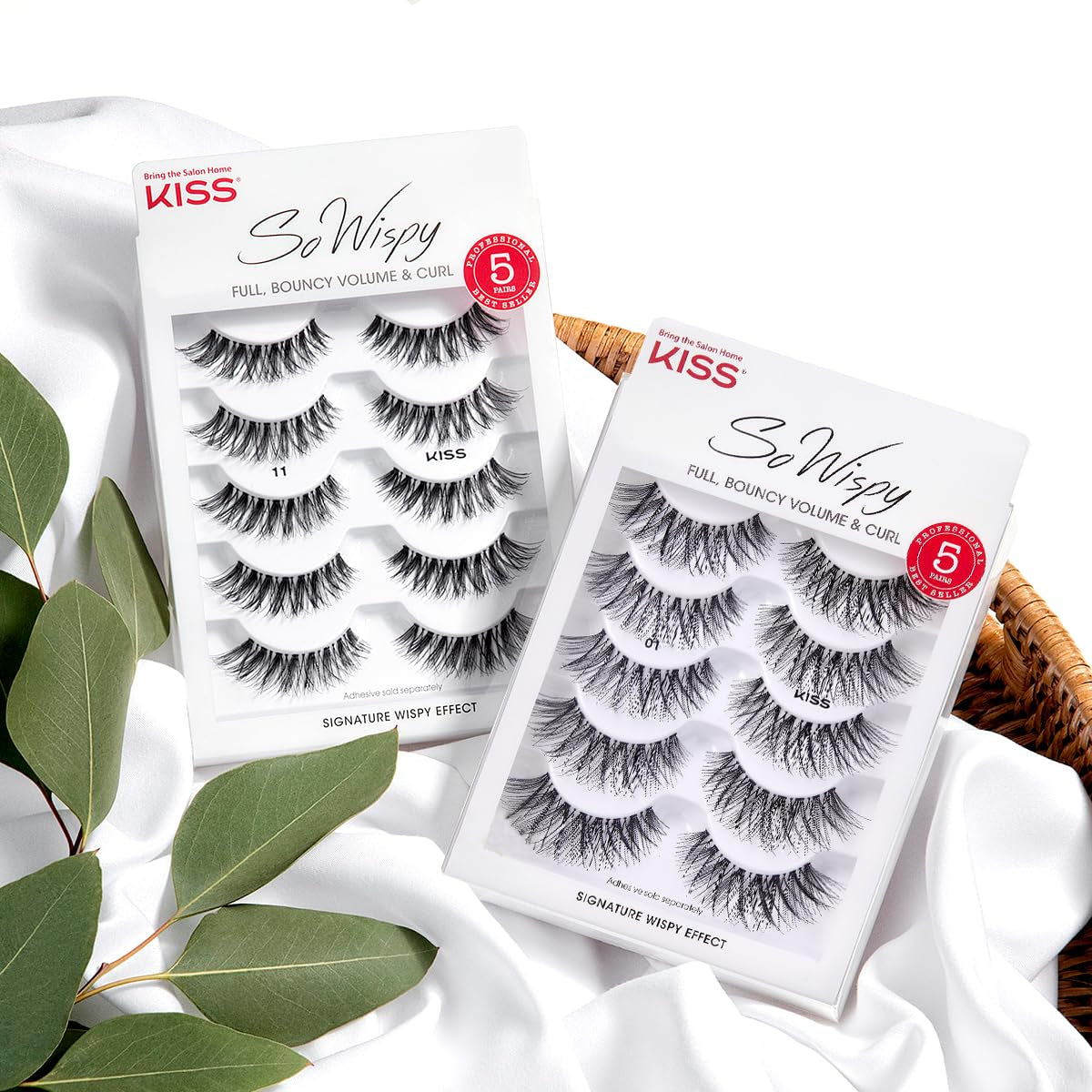 so Wispy, False Eyelashes, 'Style #11', 12 Mm, Includes 5 Pairs of Lashes, Contact Lens Friendly, Easy to Apply, Reusable Strip Lashes, Glue On, Mulitpack