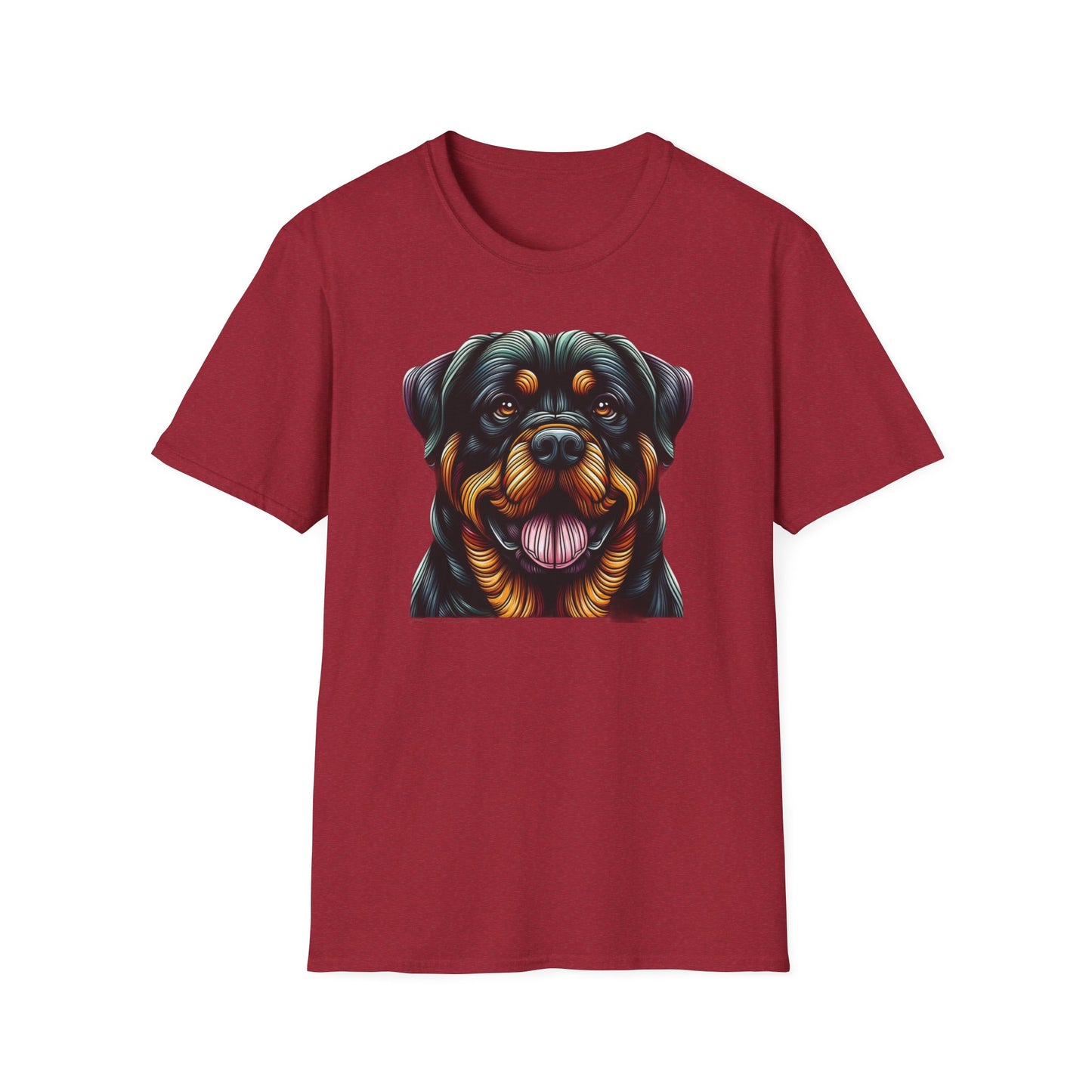 Rottweiler Animal Stained Glass Design Unisex Softstyle T-Shirt