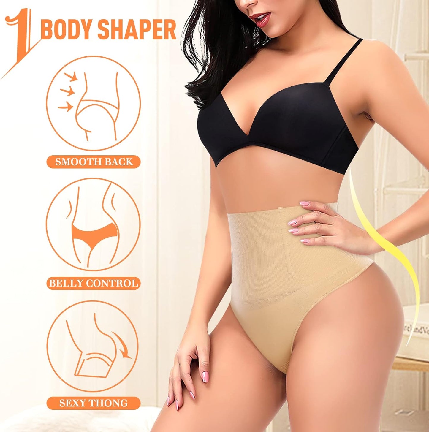 Tummy Control Thong Shapewear for Women High Waist Shaping Underwear Seamless Body Shaper Panties Girdle
