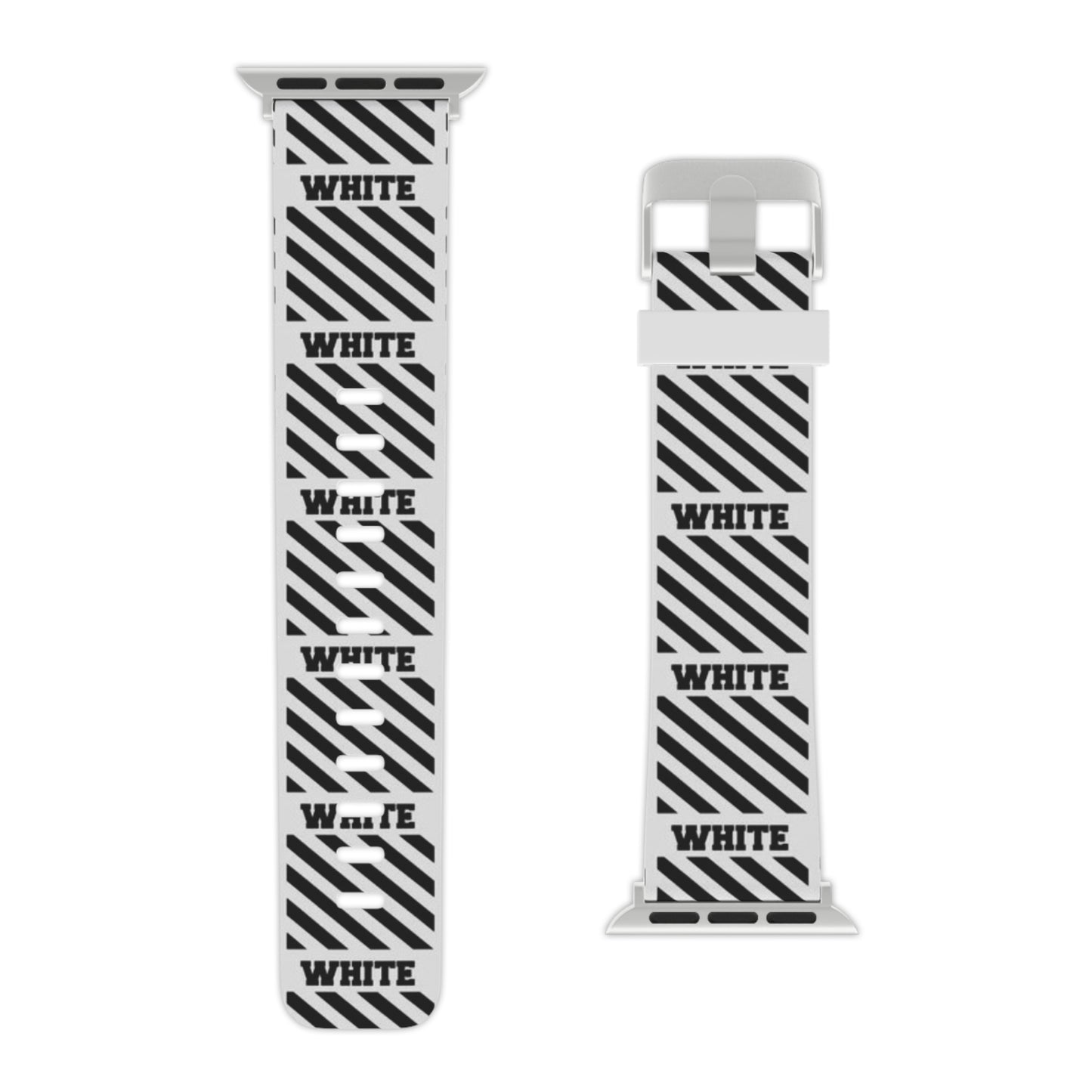 Stylish Black & Off-White Inspired Apple Watch Band - Modern Design with 'WHITE' Text