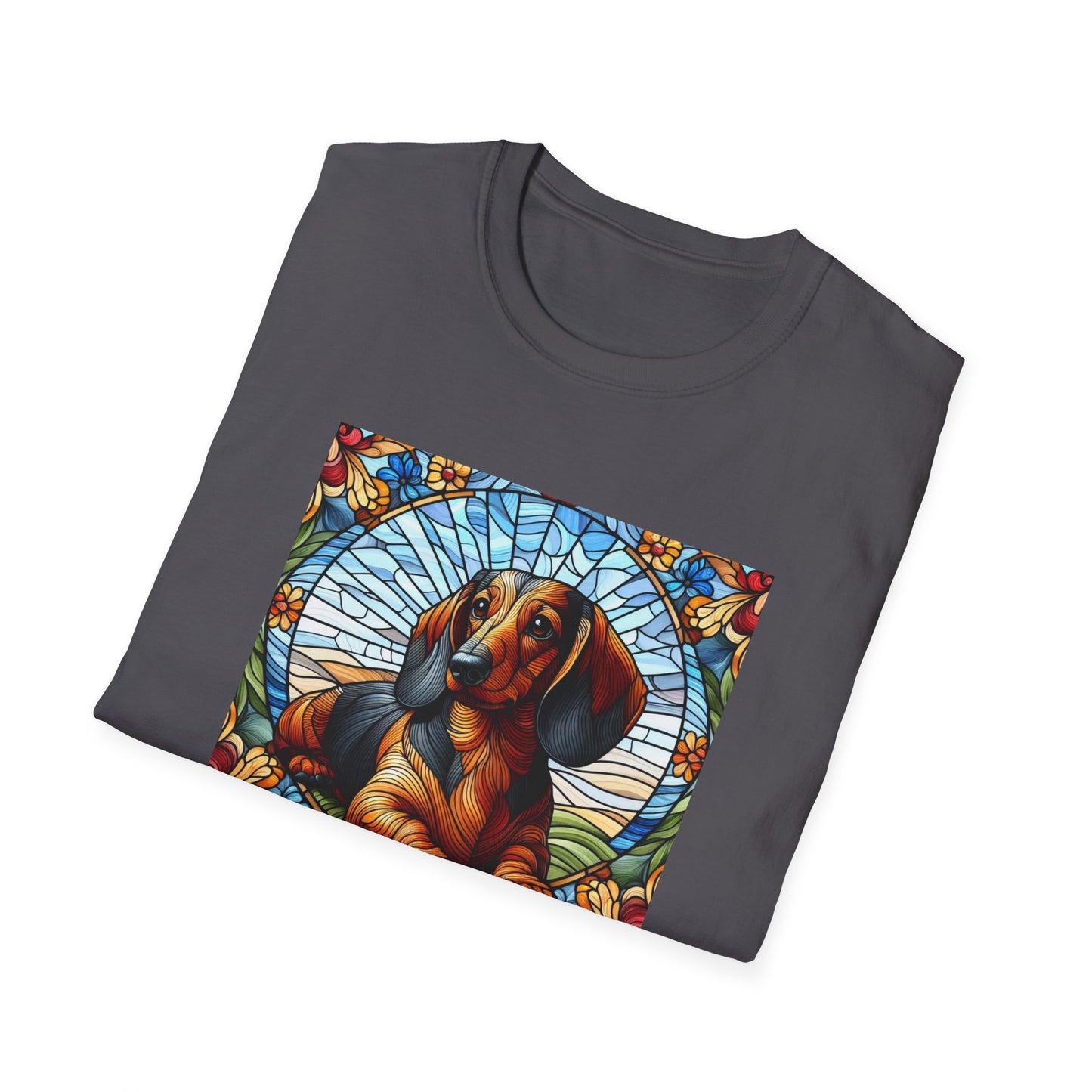 Dachshund Stained Glass Unisex Softstyle T-Shirt