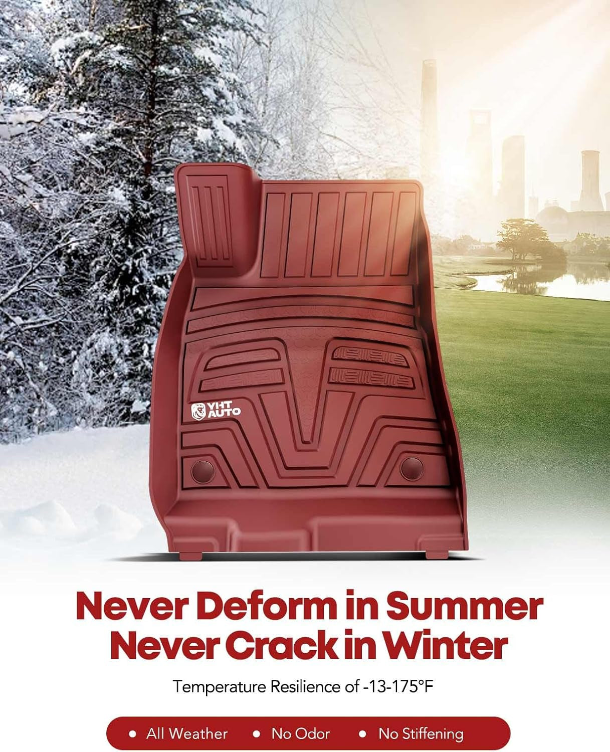 Floor Mats Compatible with Tesla Model 3 2021-2023, All Weather TPE Front Rear Cargo Liner, Rear Storage Mats, Model 3 Accessories, Red, Set of 6