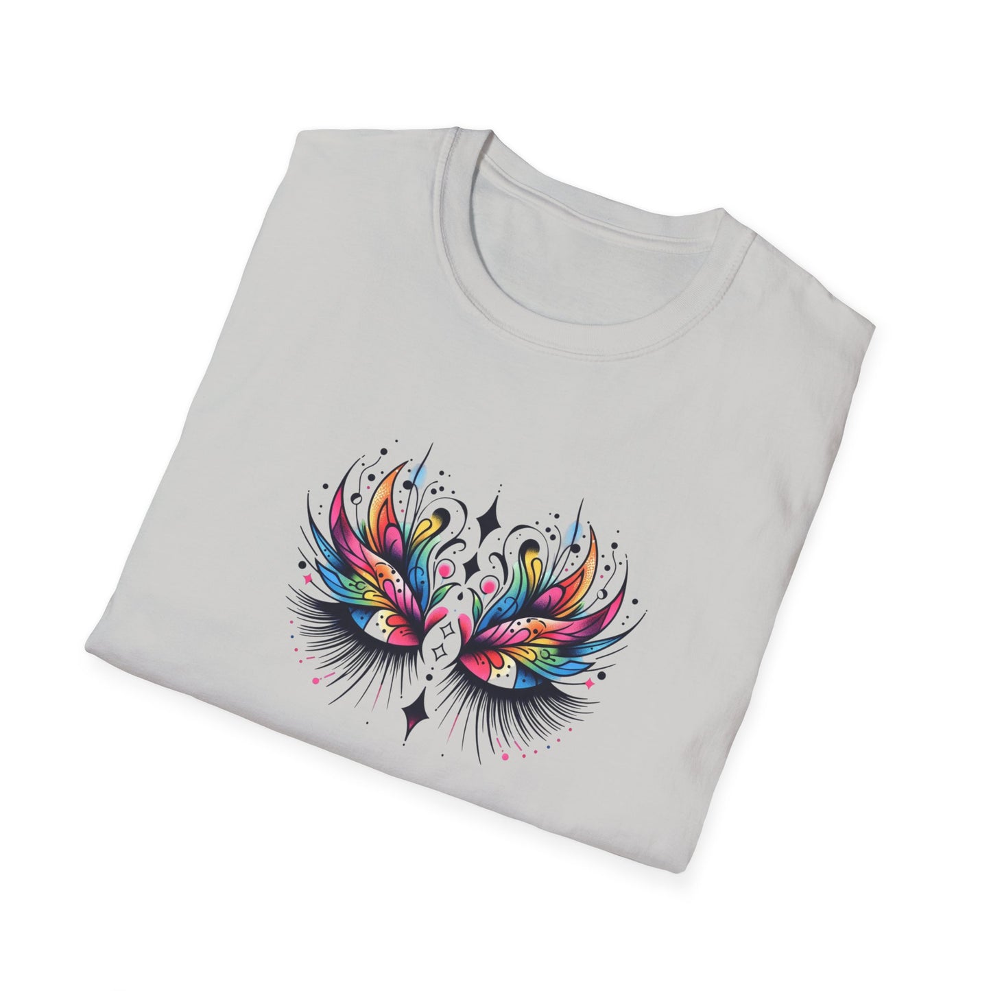 Colorful Boho LASHES Peacock Unisex Softstyle T-Shirt