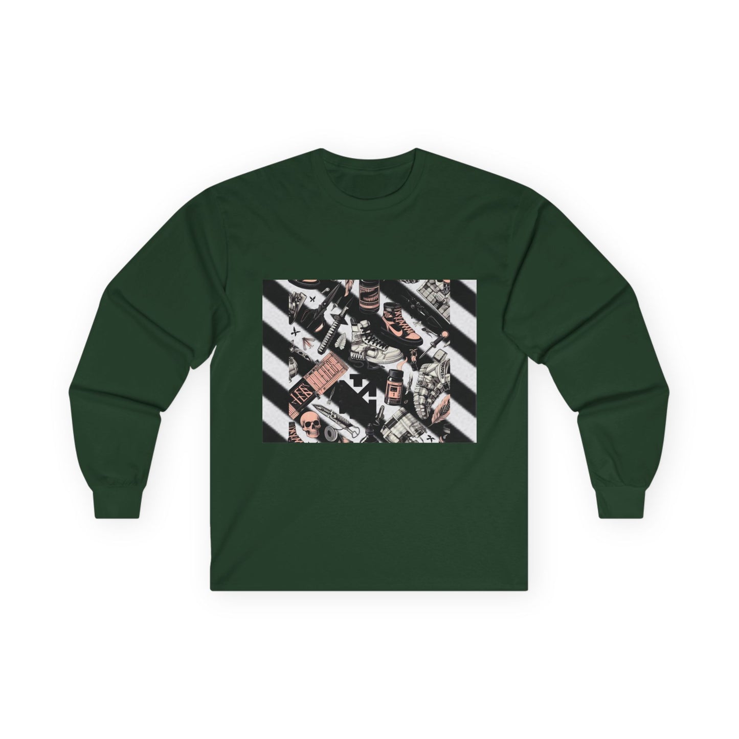 Vintage Off-White Inspired Graphic Long Sleeve Tee