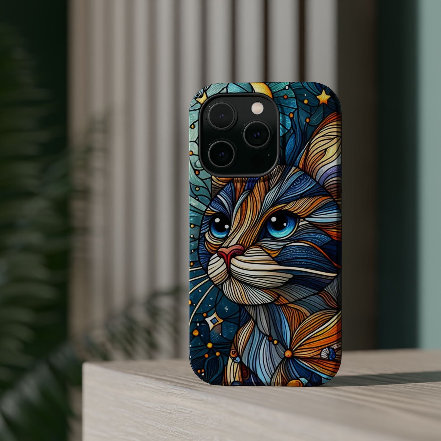 Cat-Stained Glass Magnetic Tough Cases