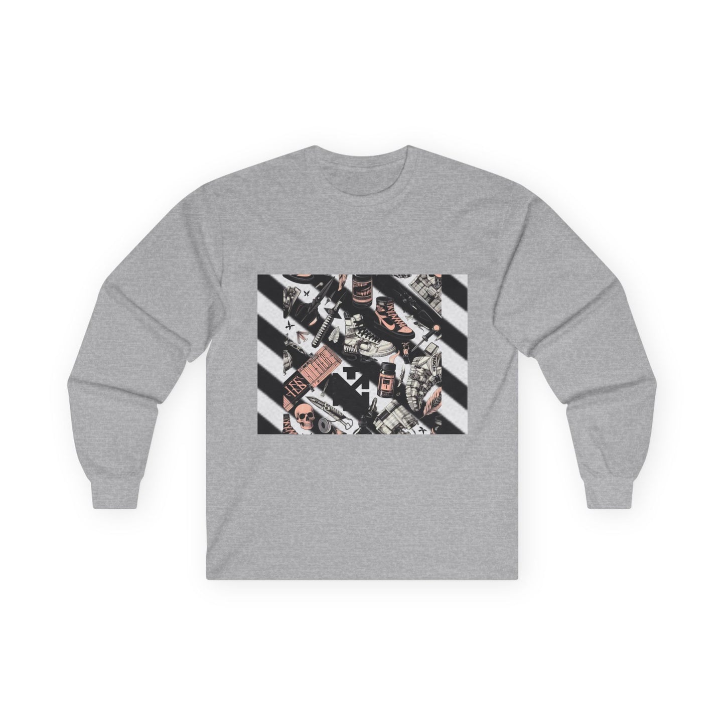 Vintage Off-White Inspired Graphic Long Sleeve Tee