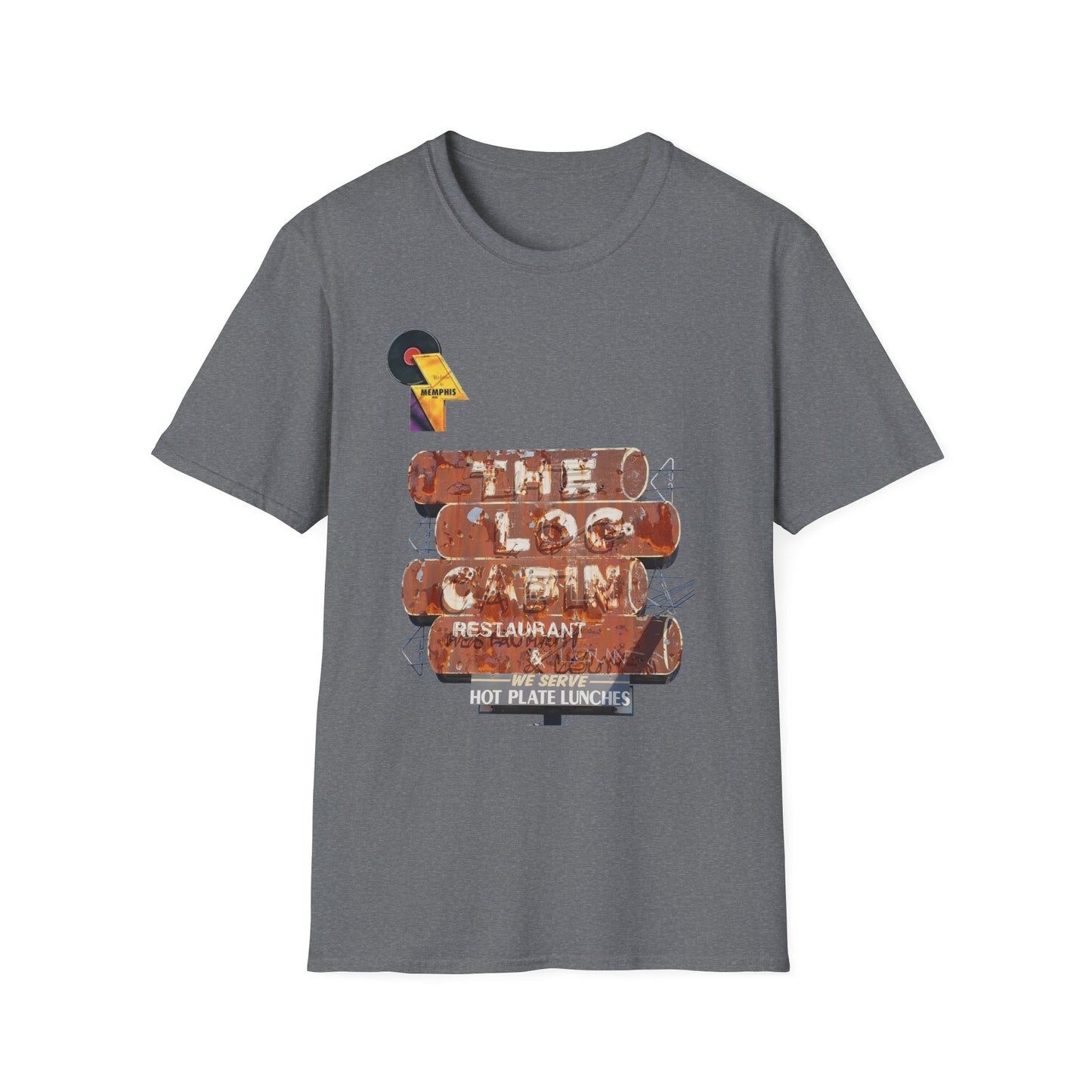 retro vintage Log Cabin Restaurant [gone] Memphis, TN Unisex Softstyle T-Shirt