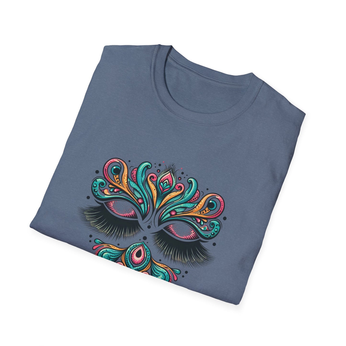 Colorful Mandala Unisex Softstyle T-Shirt – Bohemian LASHES Vibe for Art Lovers