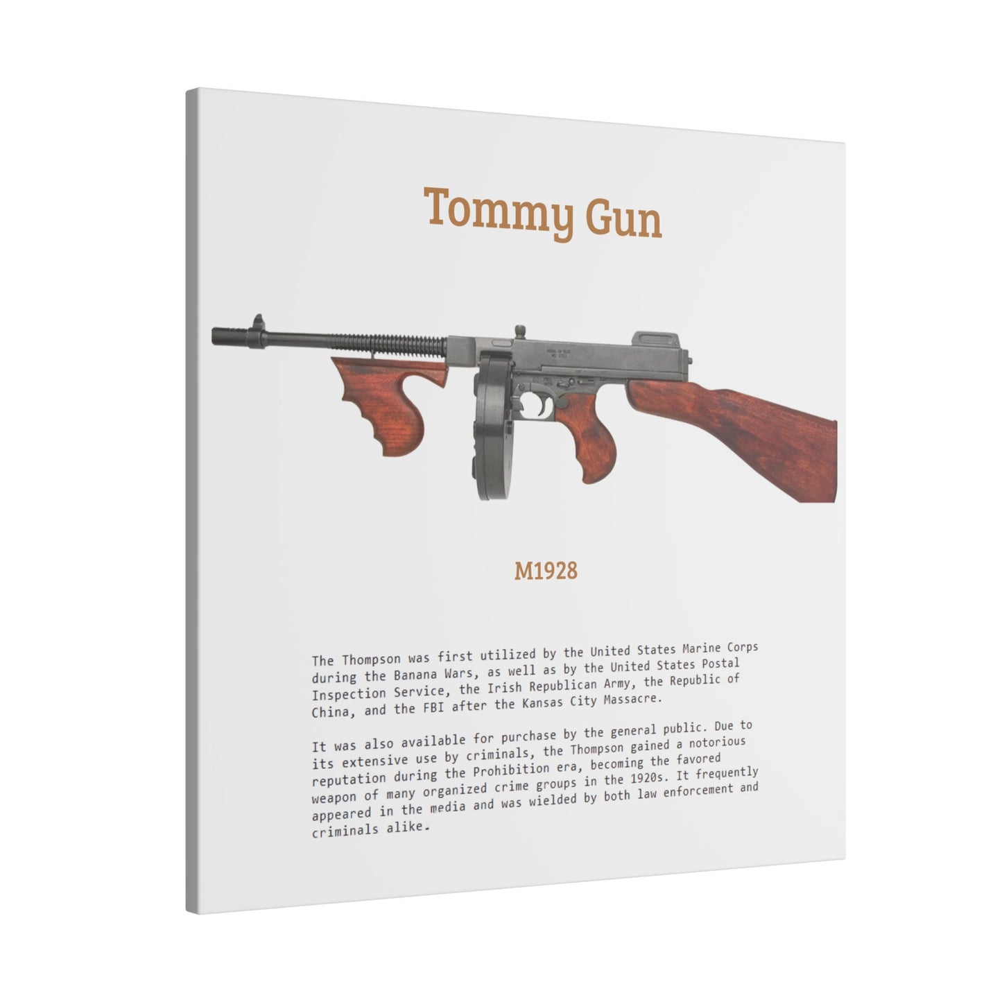 Thompson submachine gun TOMMY GUN M1928 Matte Canvas, Stretched, 0.75" (Multi-Size)