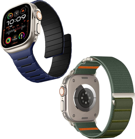 Alpine Nylon Watch Band and Sport Magnetic Band Compatible with Apple Watch Ultra 2/Ultra 49Mm, for Iwatch Series 10/9/8/7/6/5/4/3 SE, for Men 46Mm 45Mm 44Mm 42Mm 41Mm 40Mm 38Mm Strap