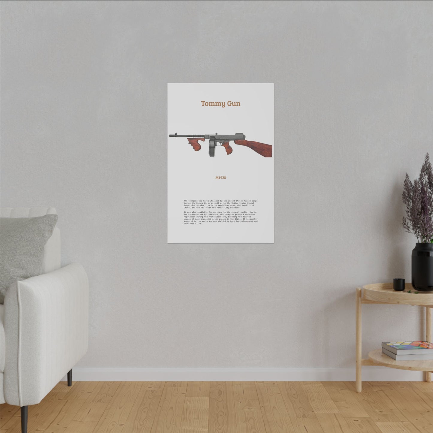 Thompson submachine gun TOMMY GUN M1928 Matte Canvas, Stretched, 0.75" (Multi-Size)