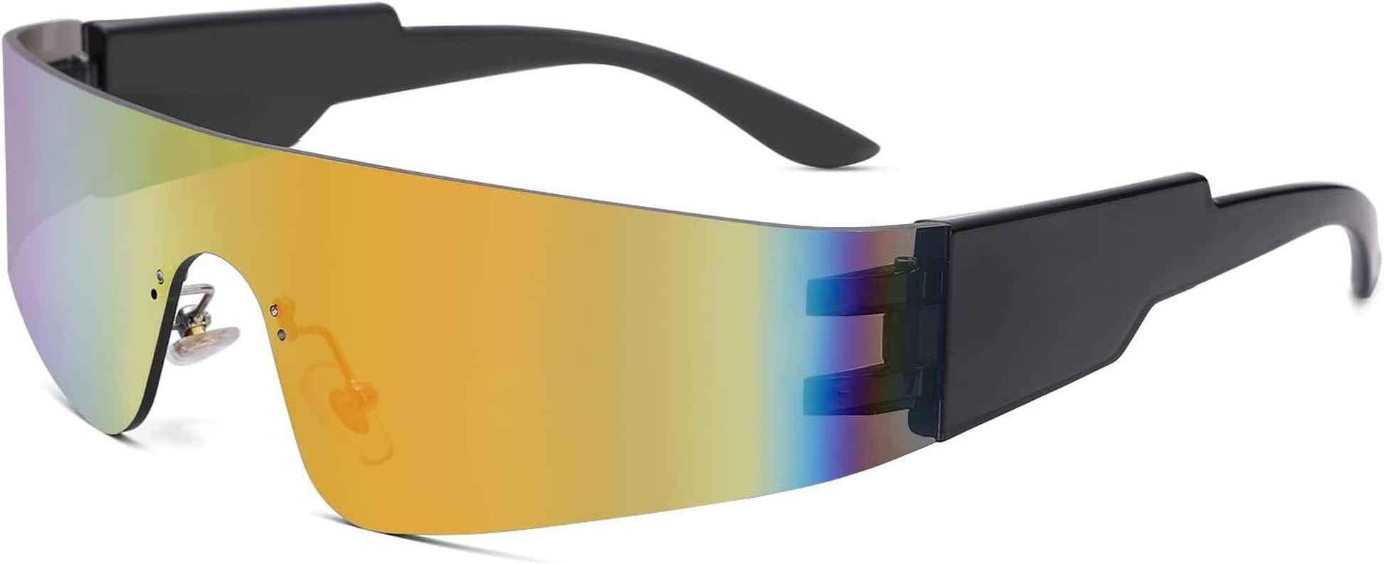 Wrap around Sunglasses for Women Men Trendy Rimless Futuristic Shades Y2K Shield Flat Top Fashion Eyeglasses