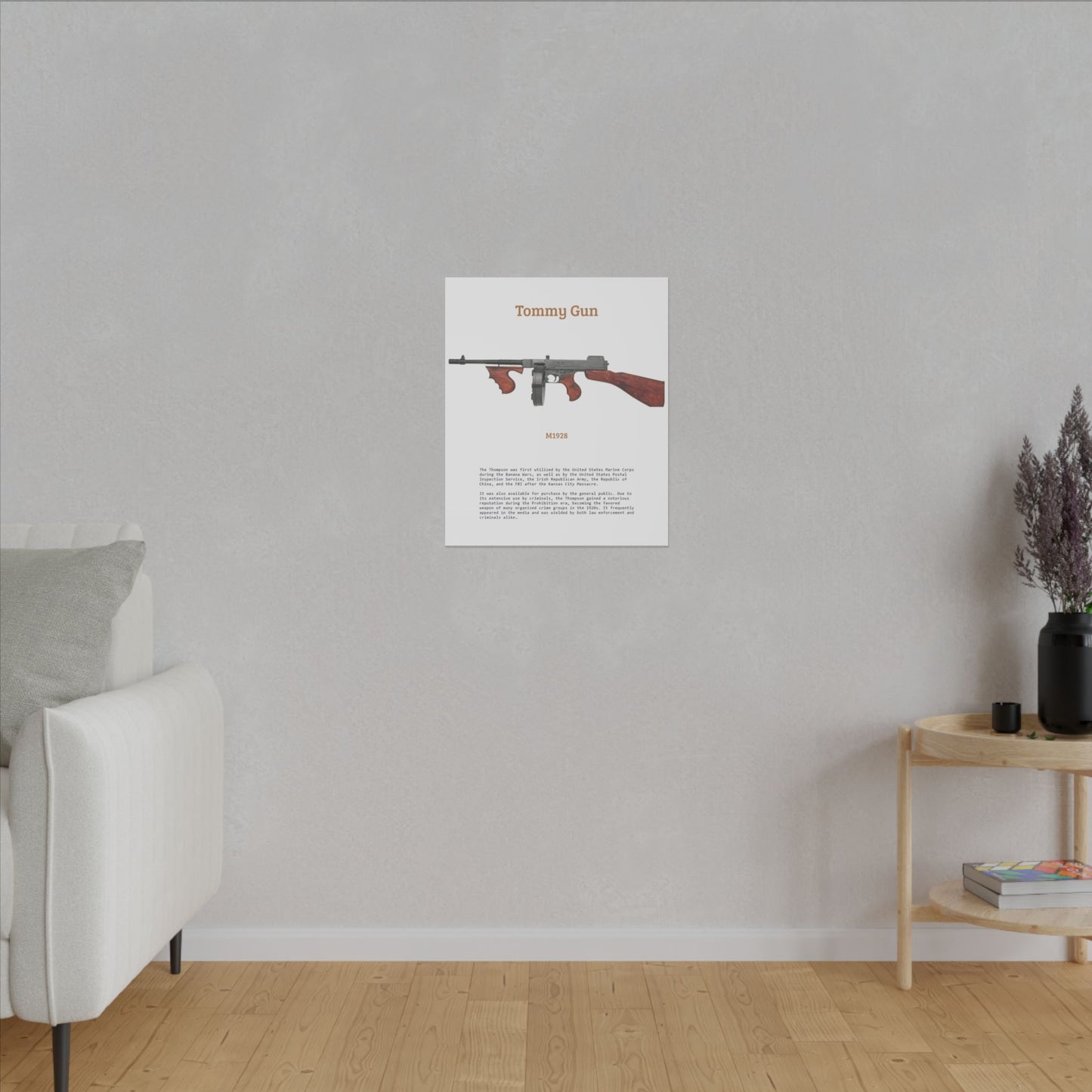 Thompson submachine gun TOMMY GUN M1928 Matte Canvas, Stretched, 0.75" (Multi-Size)