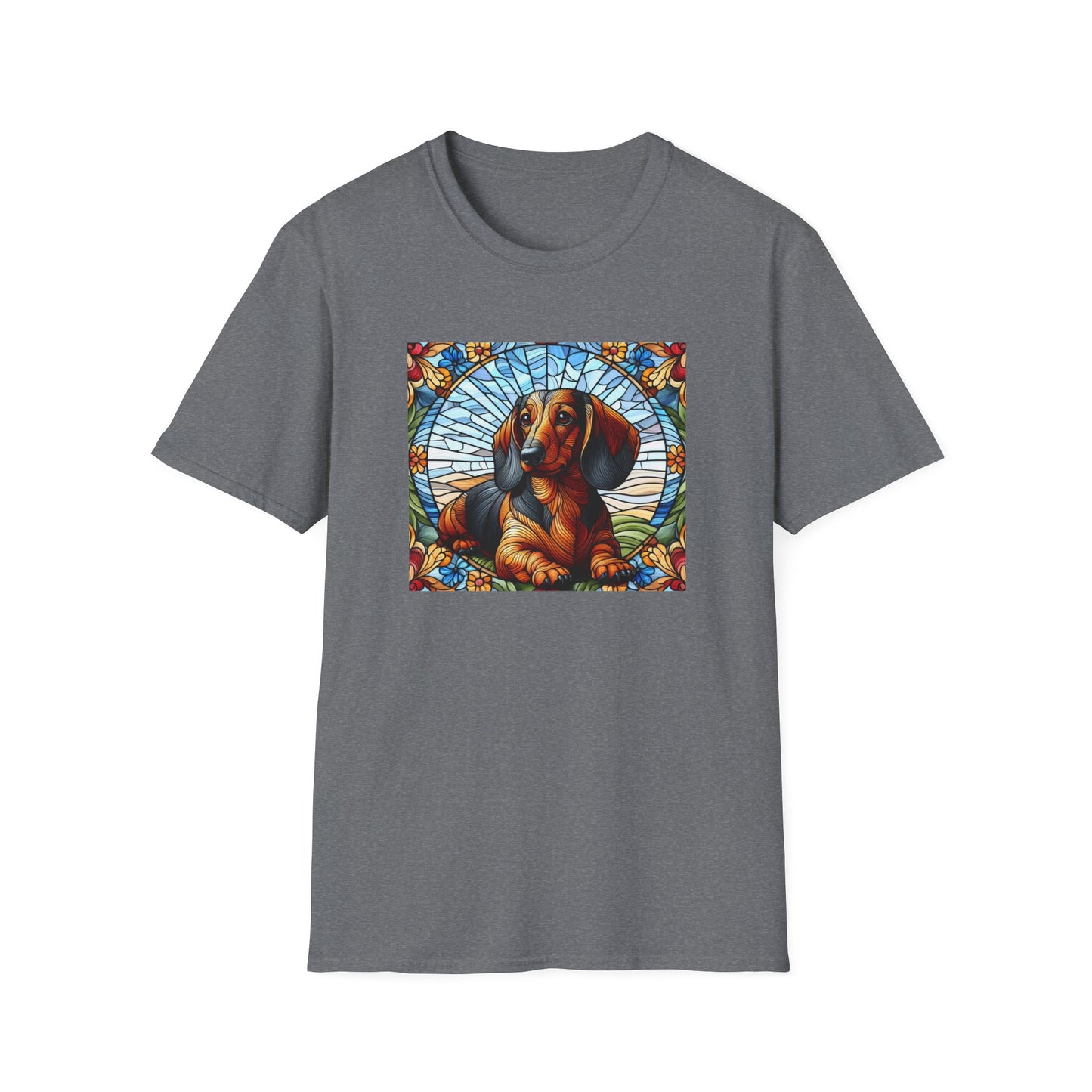 Dachshund Stained Glass Unisex Softstyle T-Shirt