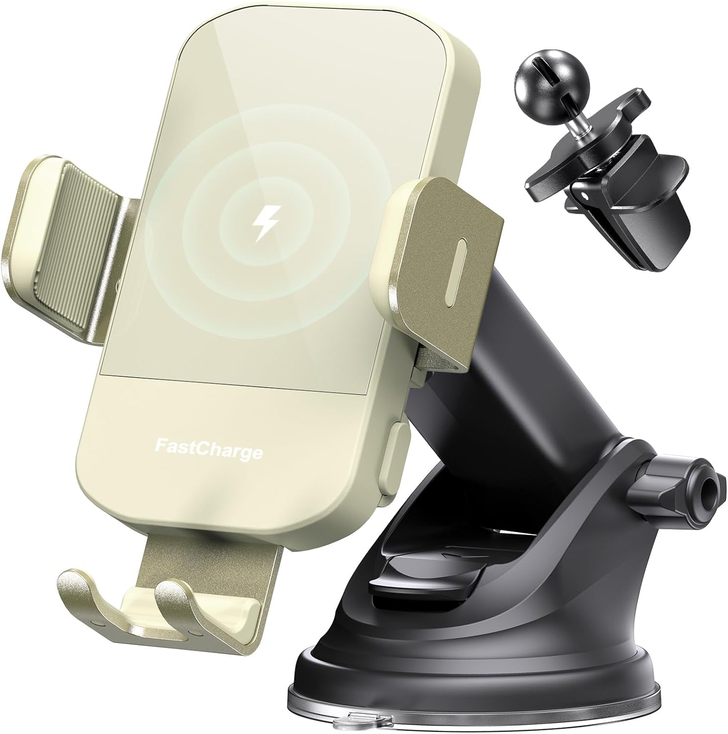 Wireless Car Charger, 15W Fast Charging Auto Clamping Car Charger Phone Mount Phone Holder Fit for Iphone 16 15 14 13 12 Pro Max 11 XR XS, Samsung Galaxy S24 Ultra S23 S22 S21, S20, S10+, Black