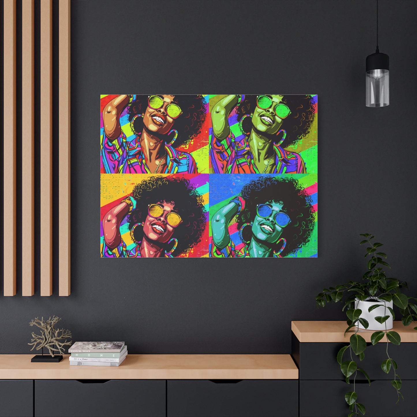 BLACK BEAUTY COLORFULL ANDY WARHOL STYLE Matte Canvas, Stretched, 1.25"