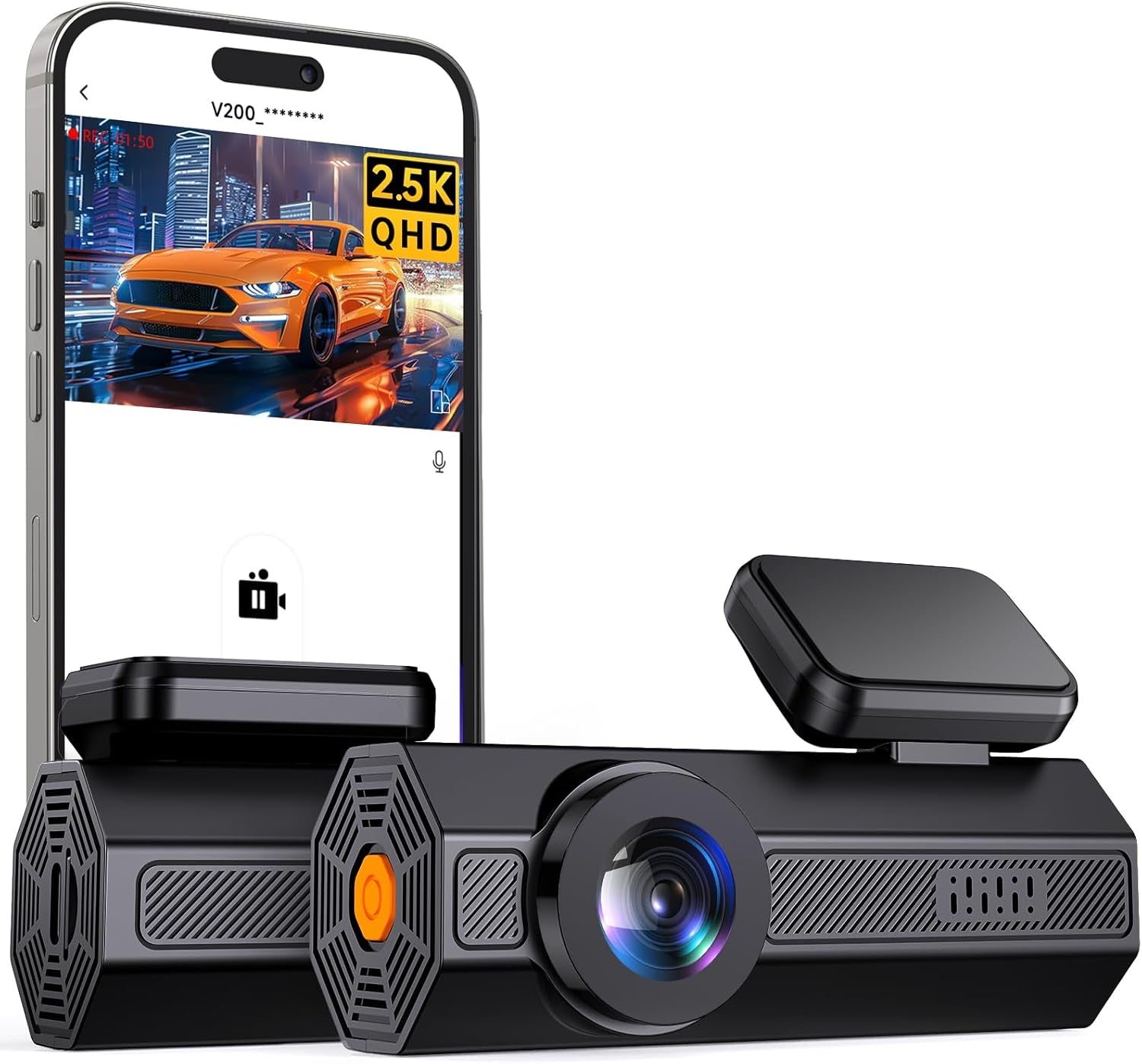 Dash Cam Front 2.5K:  Mini Dash Cam for Cars, 1440P Car Camera with APP, Wifi Dash Cam with WDR Night Vision, 24 Hours Parking Monitor Dashcams, 160°Wide, G-Sensor