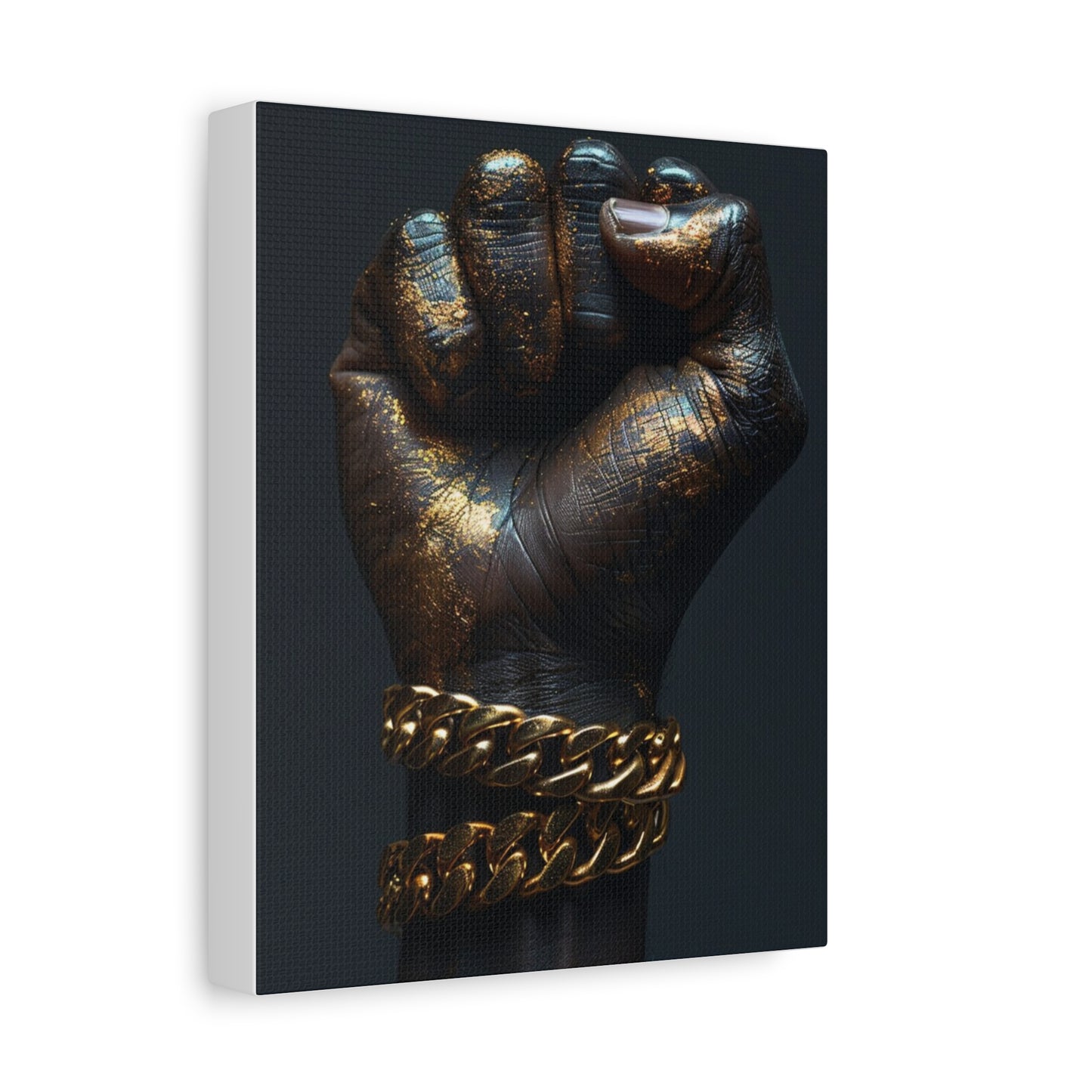 Black And Gold Power Black Man Fist Matte Canvas, Stretched, 1.25"