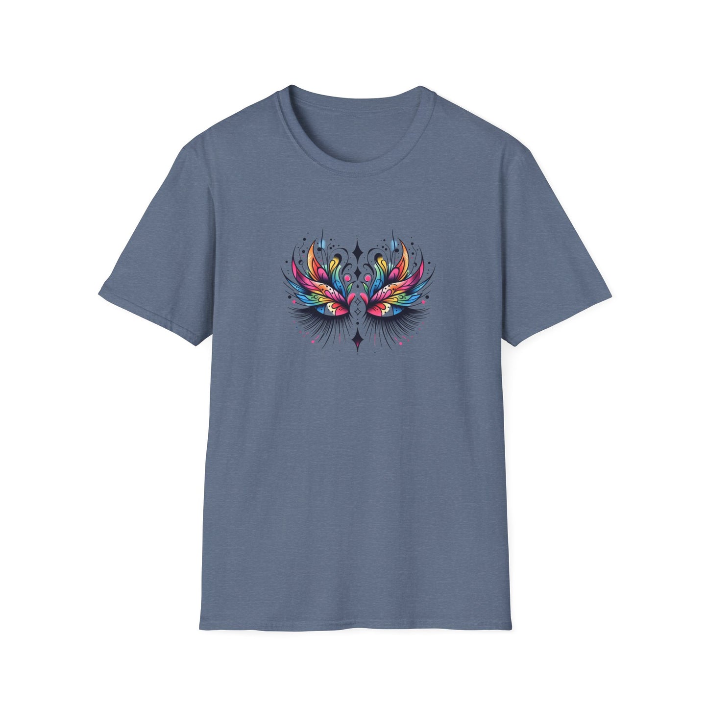 Colorful Boho LASHES Peacock Unisex Softstyle T-Shirt