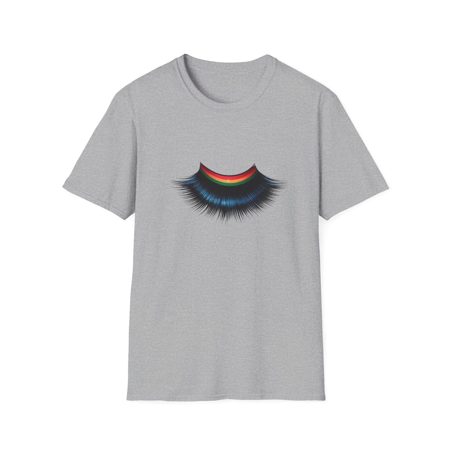 Cheerful Graphic Unisex Softstyle T-Shirt - Whimsical Gucci Inspired Eye Lashe Smile Design