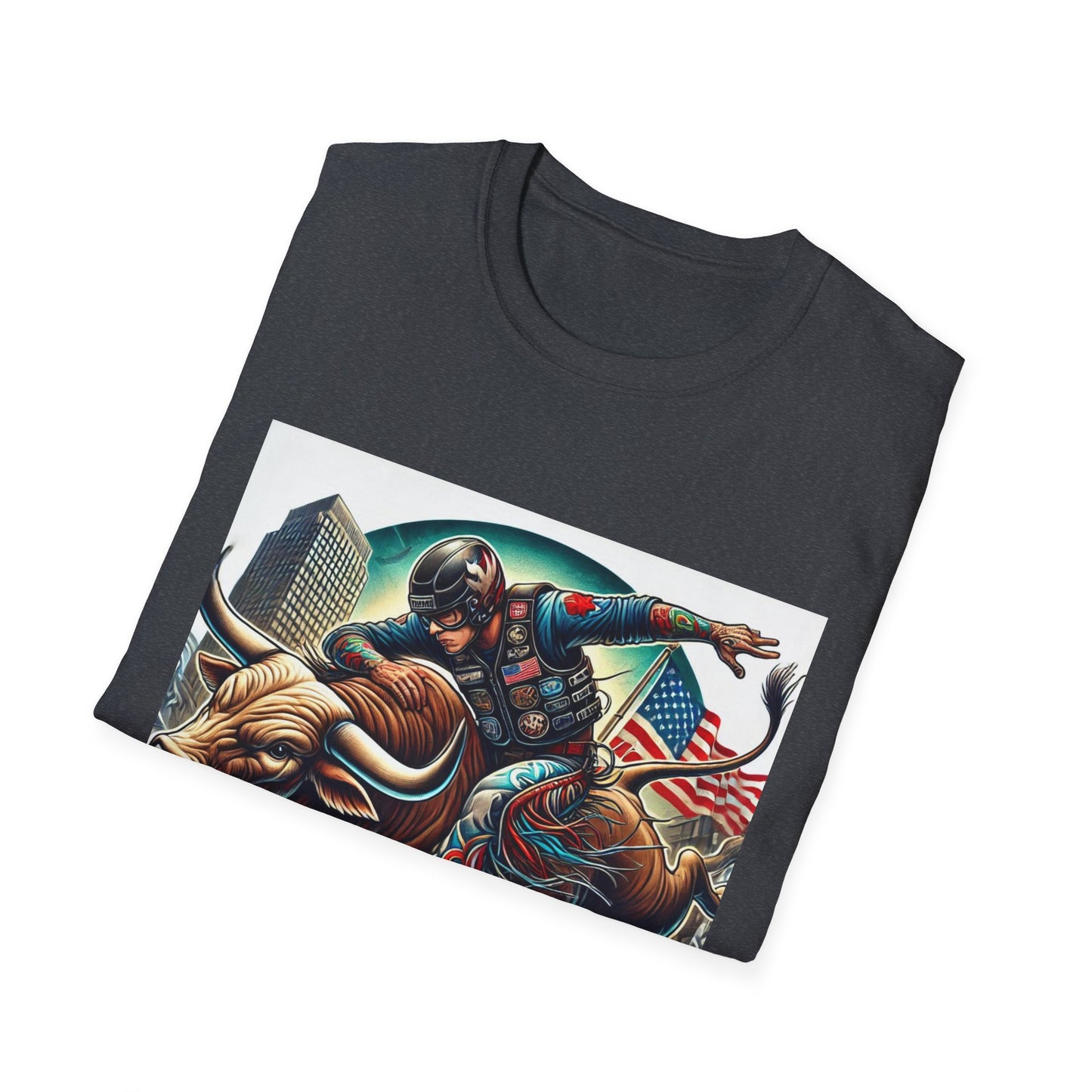 Professional Bull Riders 3D tattoo image featuring Albany City in New York State Unisex Softstyle T-Shirt