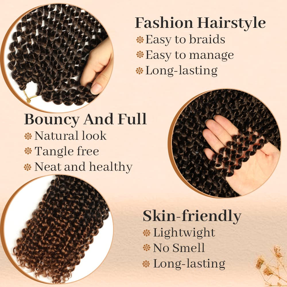 Passion Twist Hair - 12 Inch Water Wave Crochet Hair 8 Packs Short Crochet Braids Passion Twists Braiding Hair Bohemian Synthetic Hair Extension (12 Inch, 1B/30)