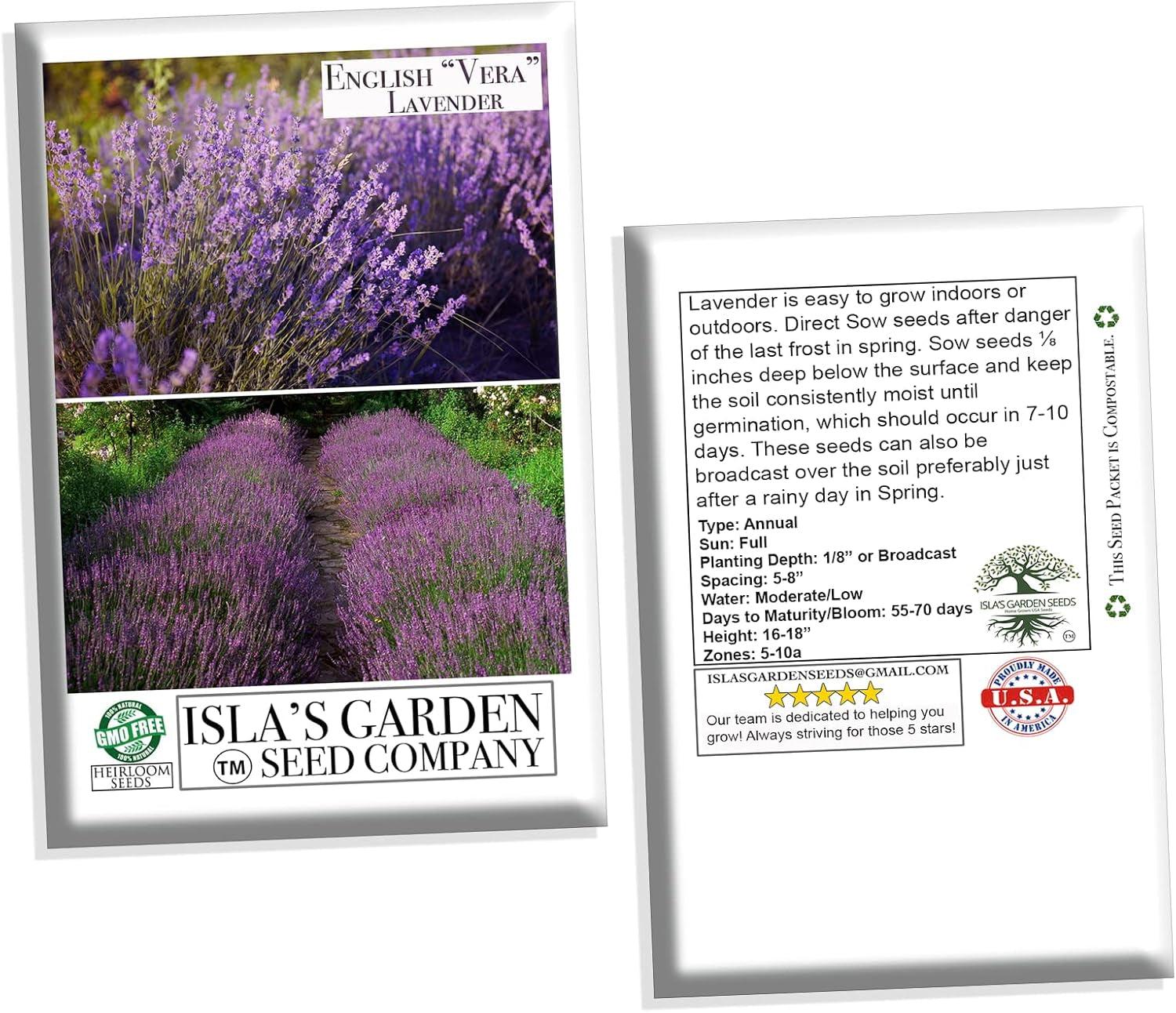 English Vera Lavender Seeds for Planting, 1000+ Seeds per Packet, (), Non GMO & Heirloom Seeds, Botanical Name: Lavandula Angustifolia, Great Herb Garden Gift TLBH