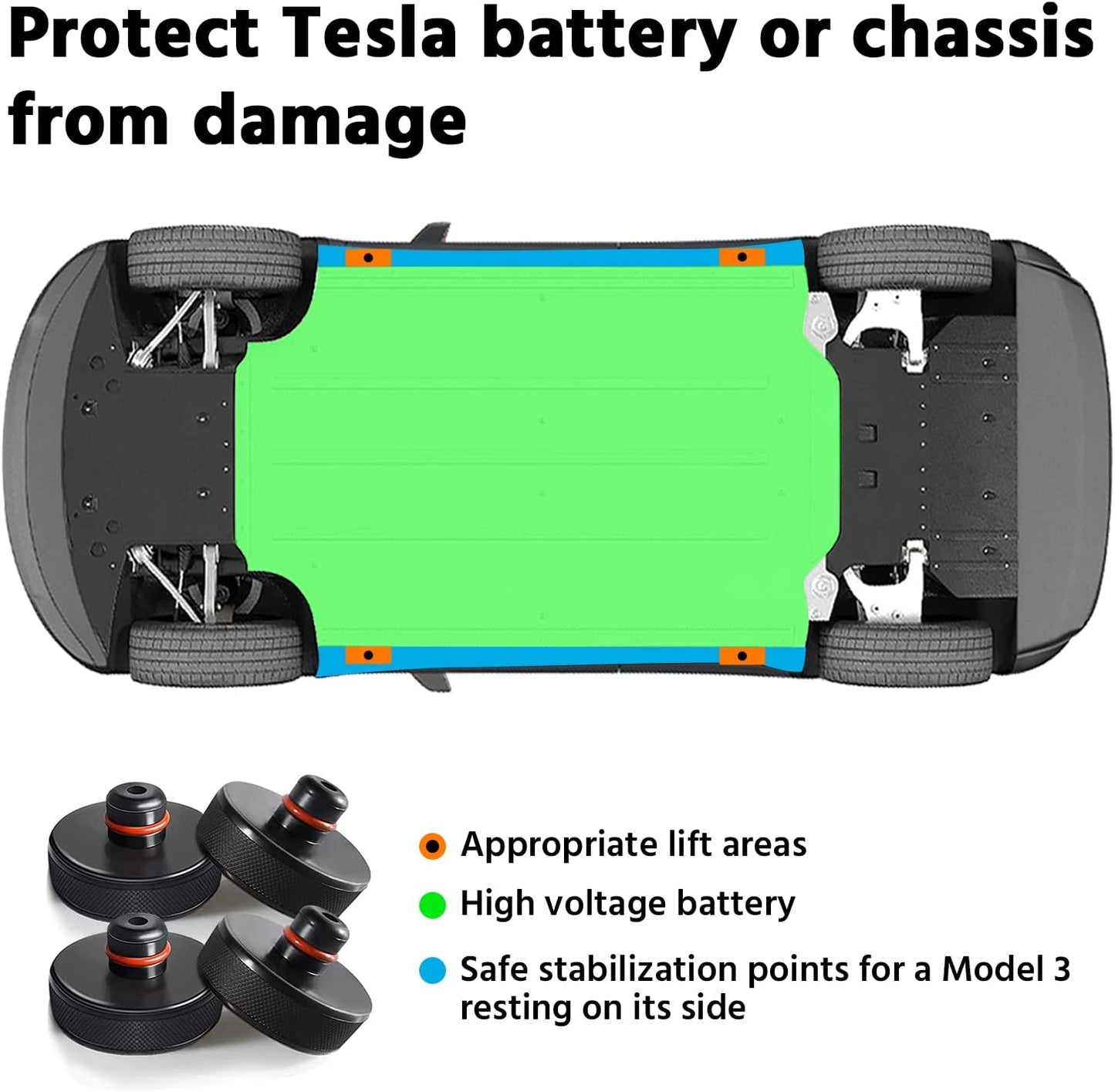 Lifting Jack Pads for Tesla Model 3/Y/S/X，4Pcs Tesla Pucks Accessories with Tire Repair Tools for Tesla Vehicles 2013 to 2024