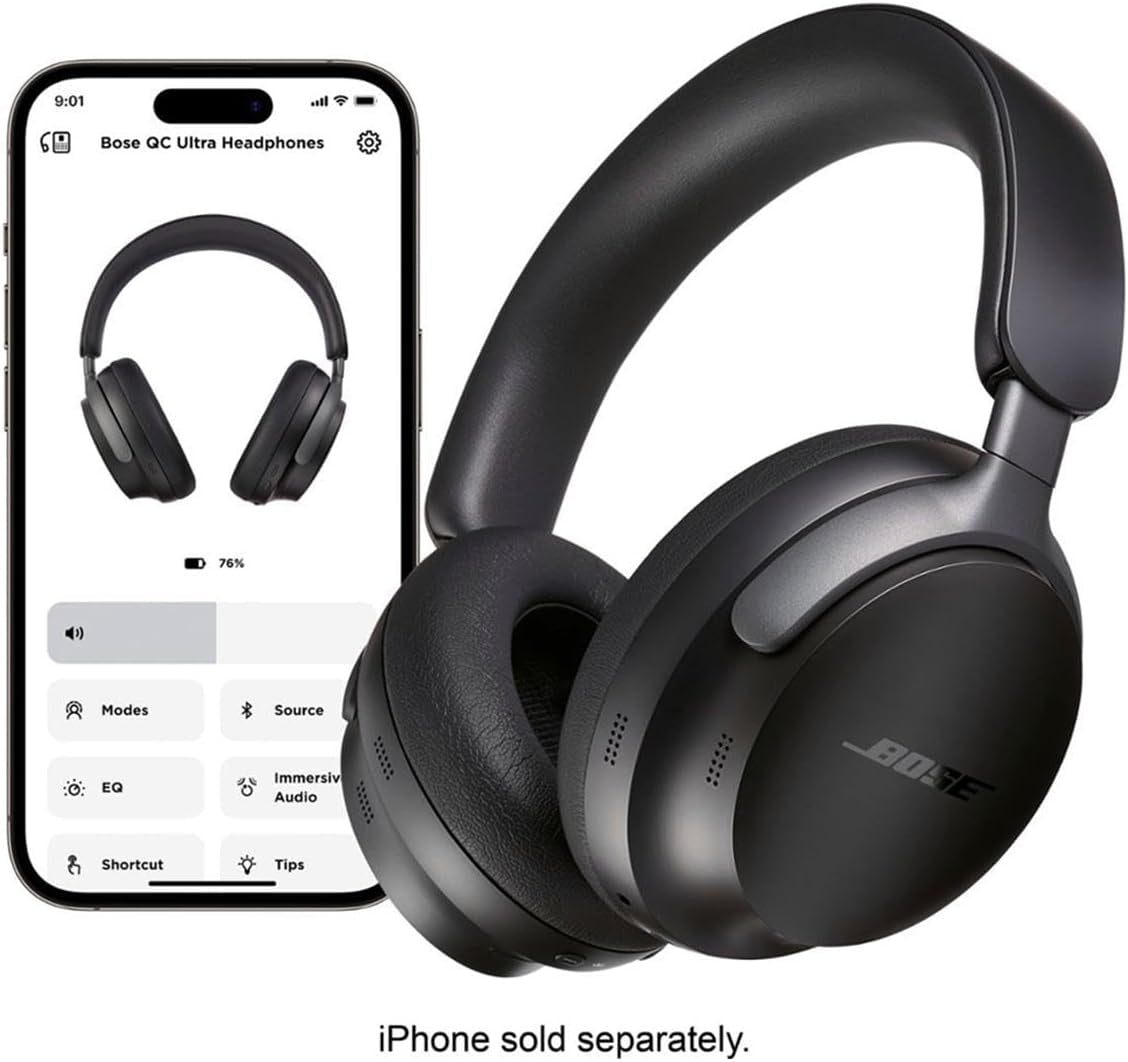 Quietcomfort Ultra Wireless Noise Cancelling Headphones with Spatial Audio, Over-The-Ear Headphones with Mic, up to 24 Hours of Battery Life (Black)