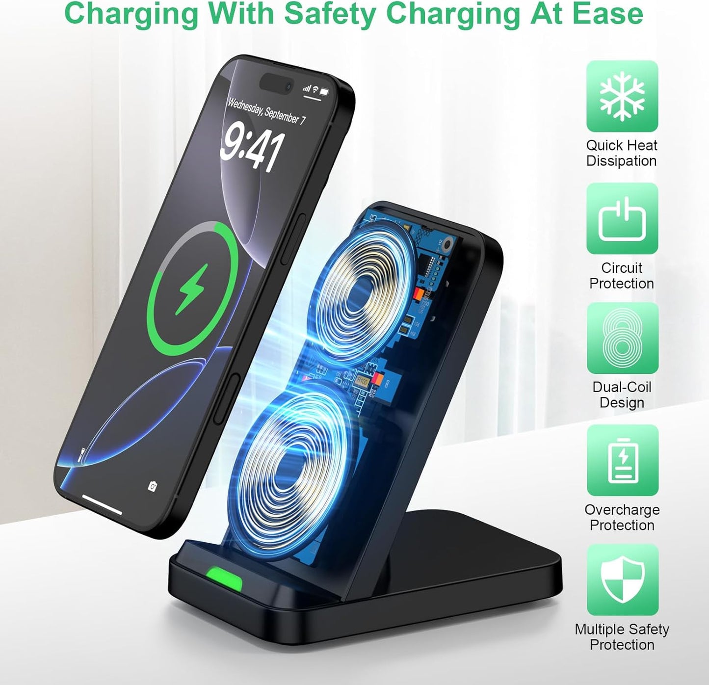 Wireless Charger Fast Charging Station for Samsung Galaxy S25 Ultra/S25/S25+/S24 FE/S24 Ultra/S24/S23/S22/S21/S20,Wireless Phone Charger Android Charger Stand Compatible for Motorola Moto G Power 2025