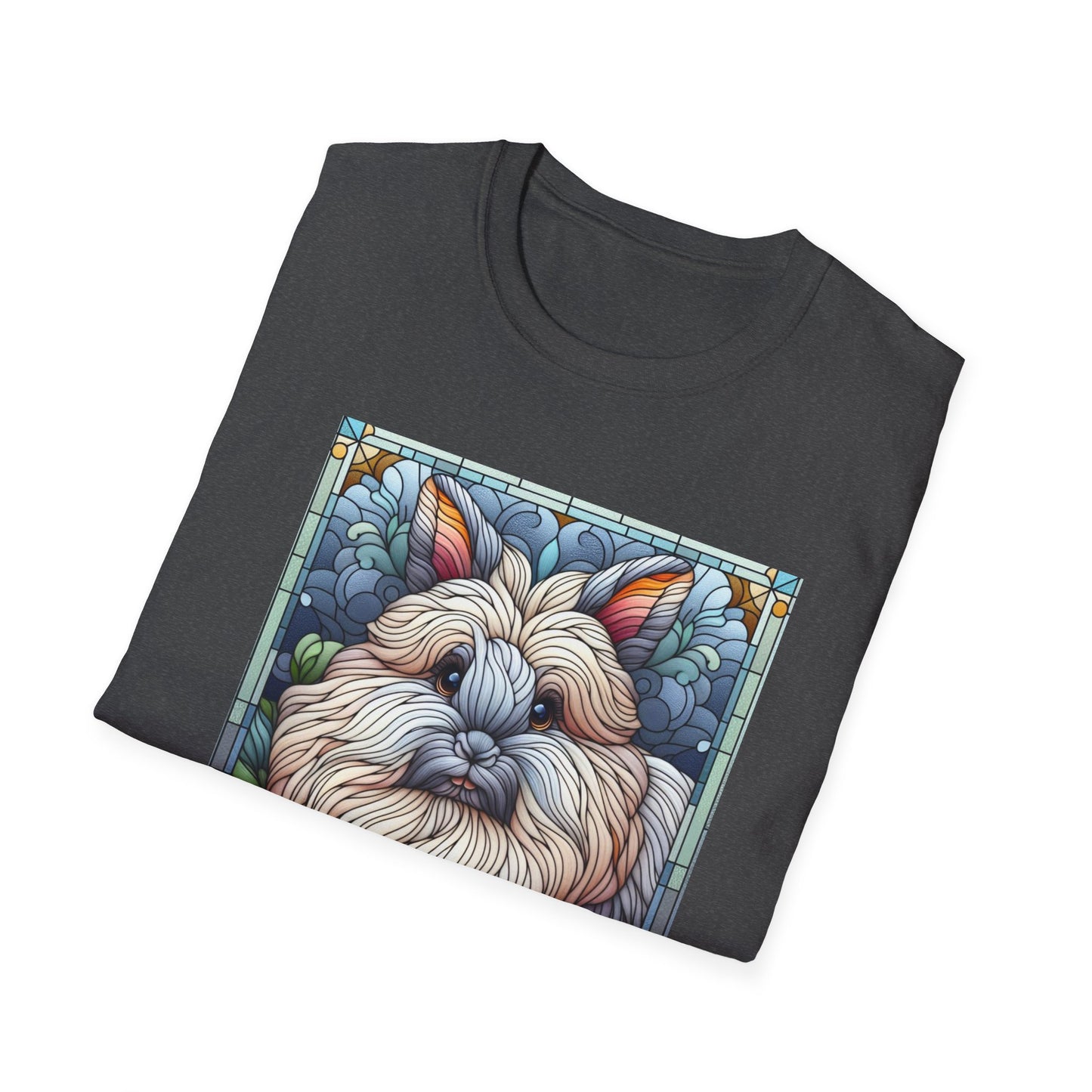 Angora Rabbit Animal Stained Glass Design Unisex Softstyle T-Shirt