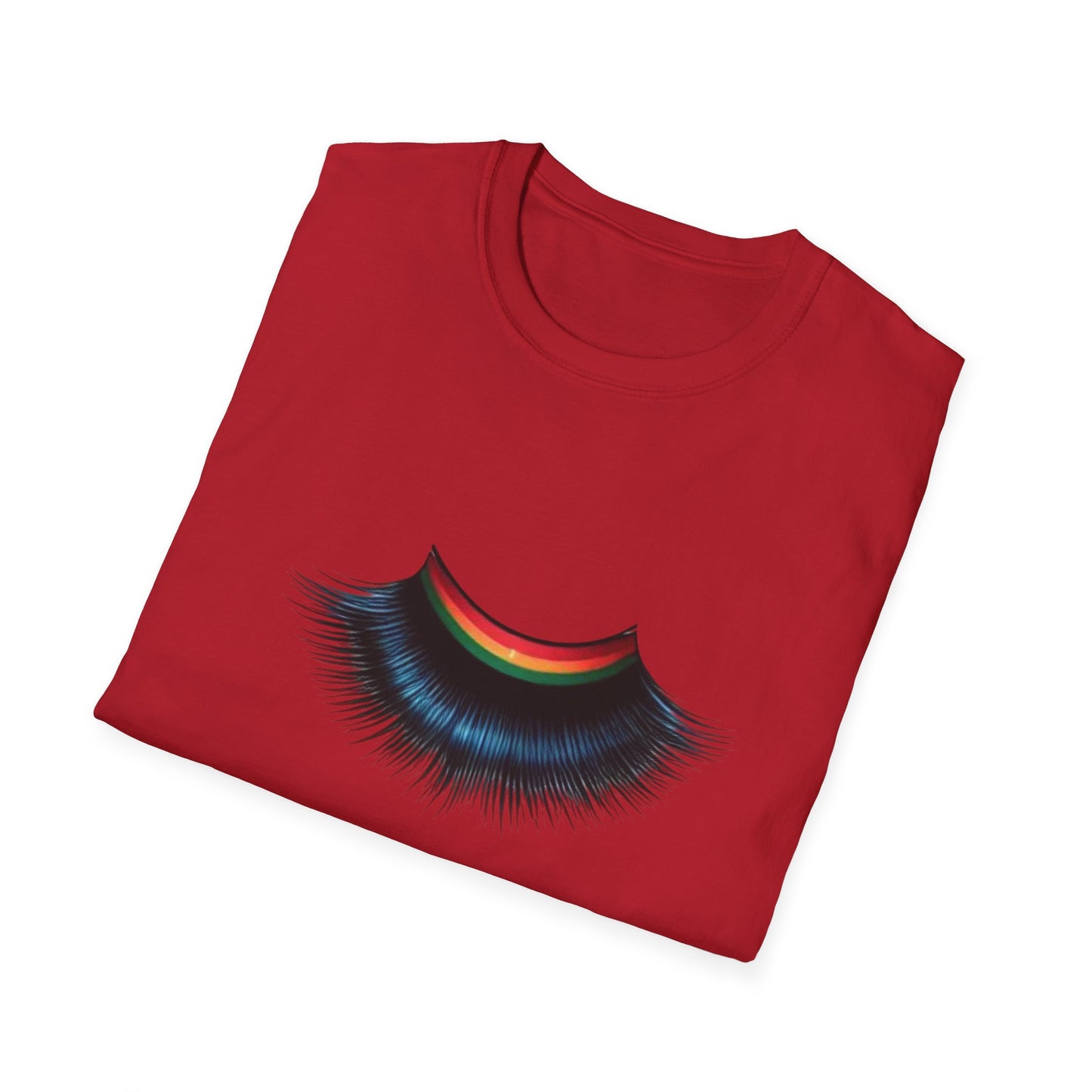 Cheerful Graphic Unisex Softstyle T-Shirt - Whimsical Gucci Inspired Eye Lashe Smile Design