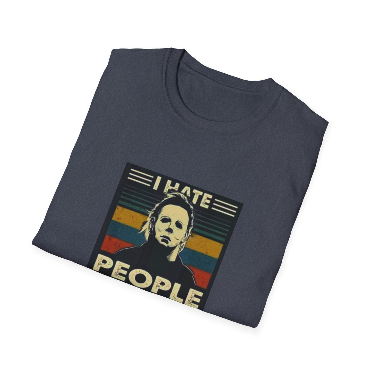 Tees Michael Myers I Hate People Vintage Print Short-Sleeved Tee Men'S Black T Shirt Unisex Softstyle T-Shirt