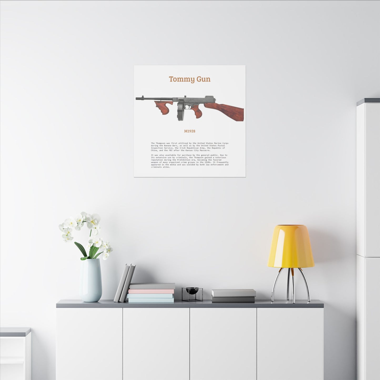 Thompson submachine gun TOMMY GUN M1928 Matte Canvas, Stretched, 0.75" (Multi-Size)