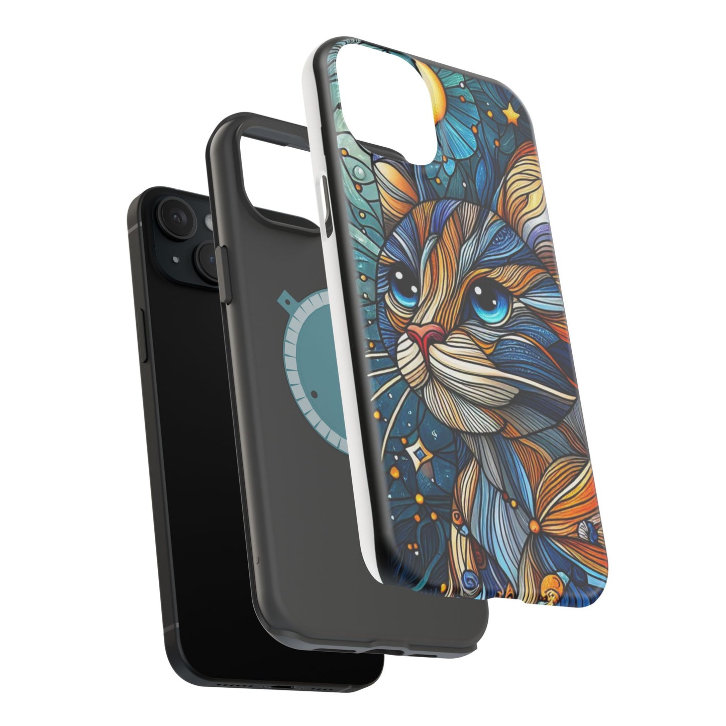 Cat-Stained Glass Magnetic Tough Cases