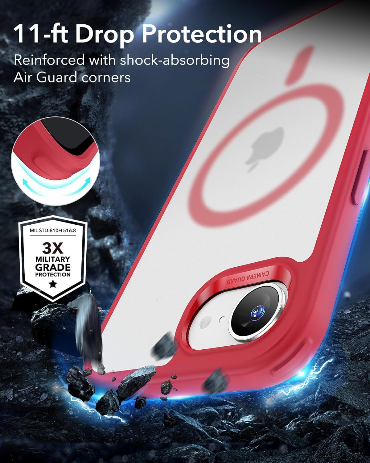 for Iphone 16E Case, Compatible with Magsafe, Shockproof Military-Grade Protection, Magnetic Phone Case for Iphone Se 4 Case, Classic Hybrid Case (Halolock),Frosted Red