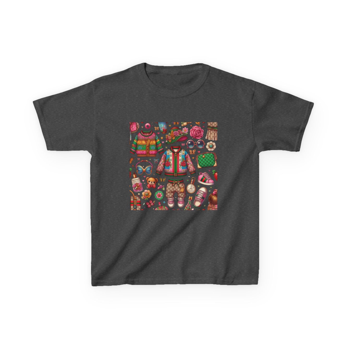 Whimsical Gucci-Inspired Kids' Tee with Fun Patterns for Playful Days
