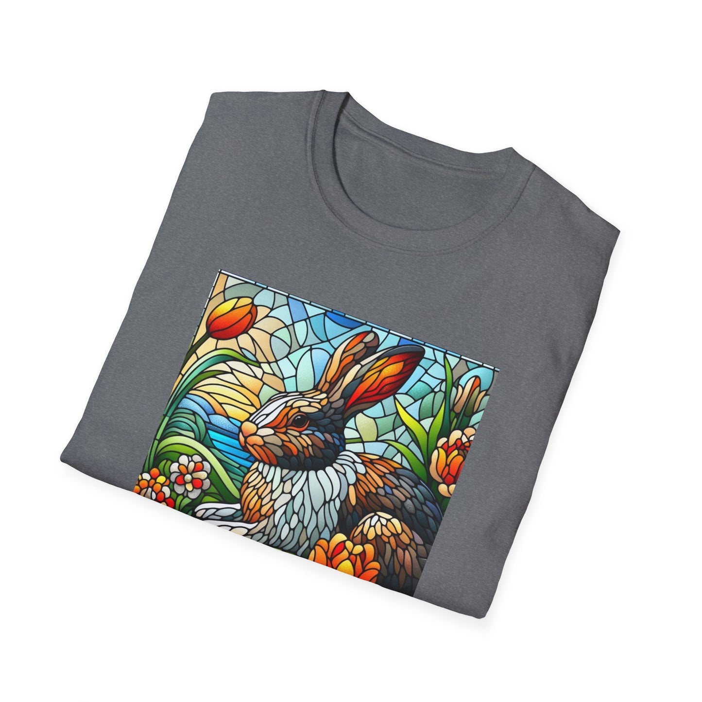 Dutch Rabbit Animal Stained Glass DesignUnisex Softstyle T-Shirt