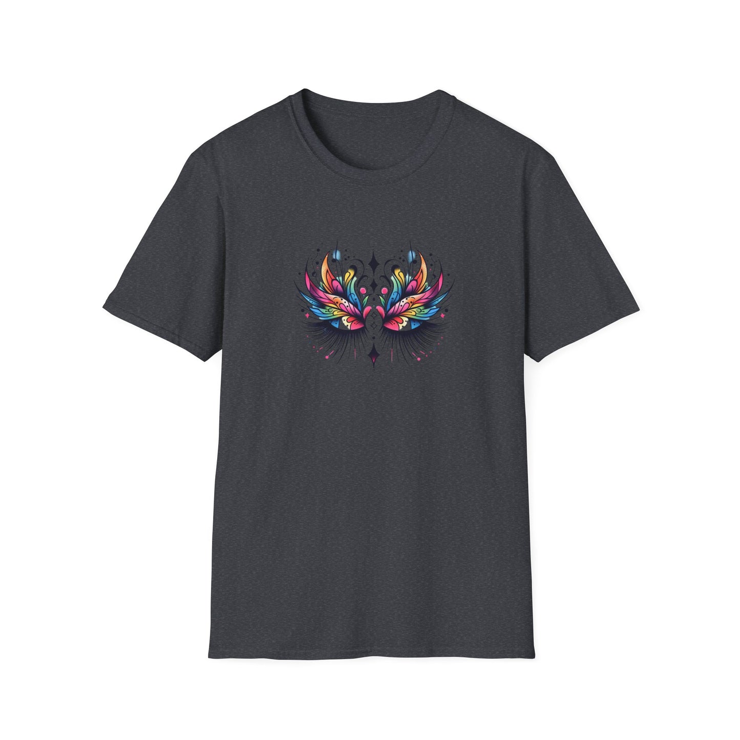Colorful Boho LASHES Peacock Unisex Softstyle T-Shirt