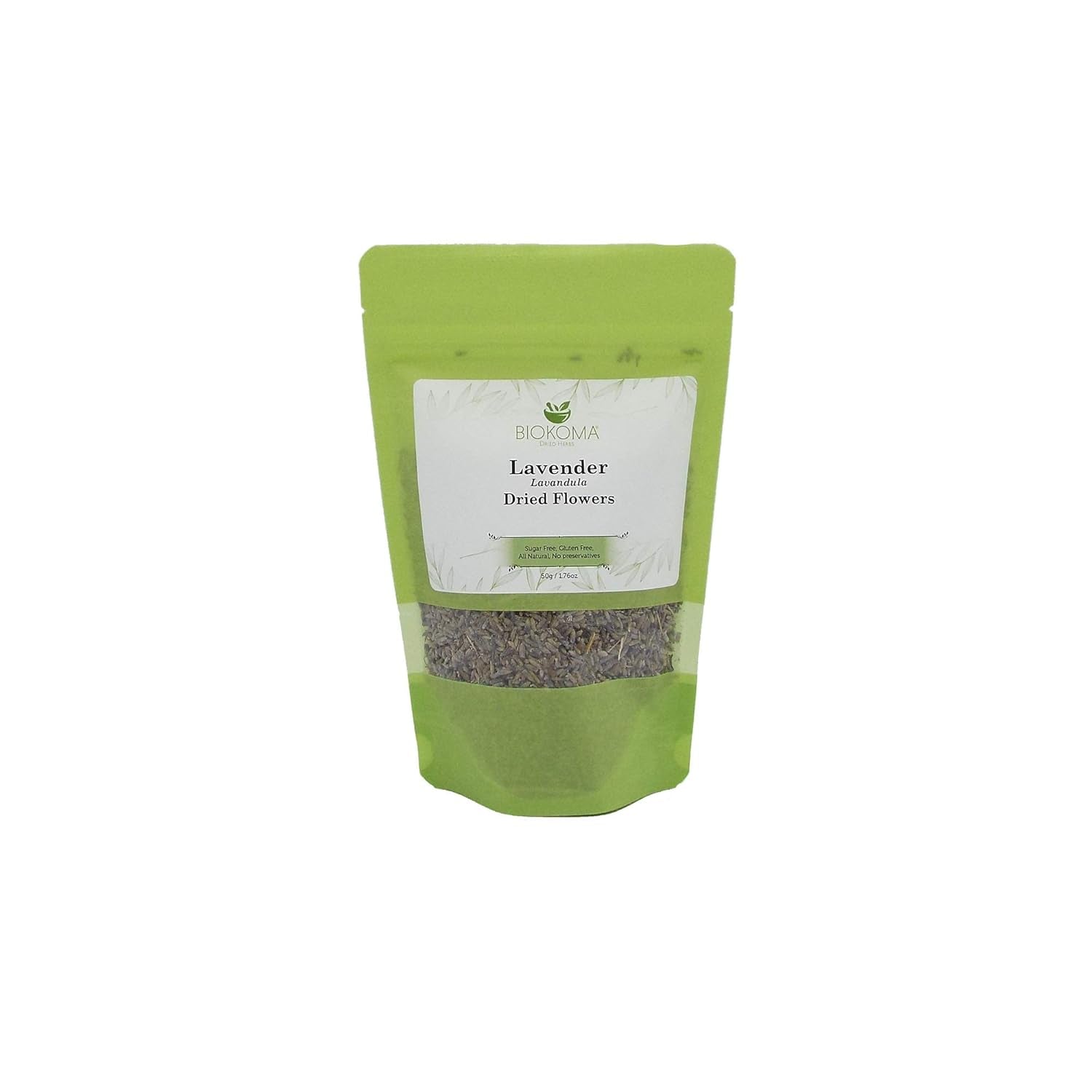 Pure and Organic Lavender (Lavandula) Dried Flowers 50G (1.76Oz) in Resealable Moisture Proof Pouch, USDA Certified Organic - Herbal Tea, No Additives, No Preservatives, No GMO, Kosher TLBH