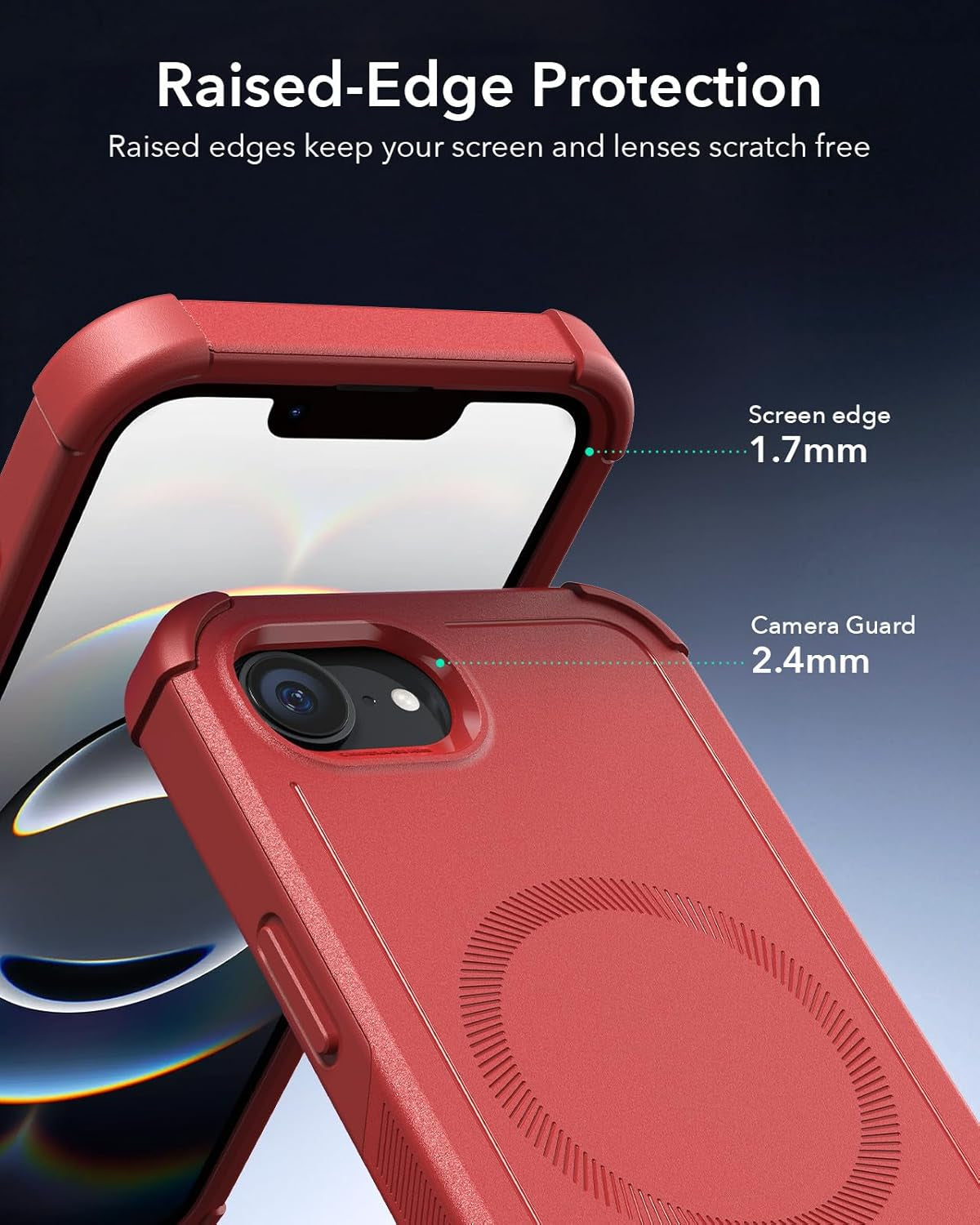for Iphone 16E Case, 23 Ft Military-Grade Drop Protection, Heavy Duty Magnetic Phone Case, Compatible with Magsafe Accessories, Cyber Series, Red