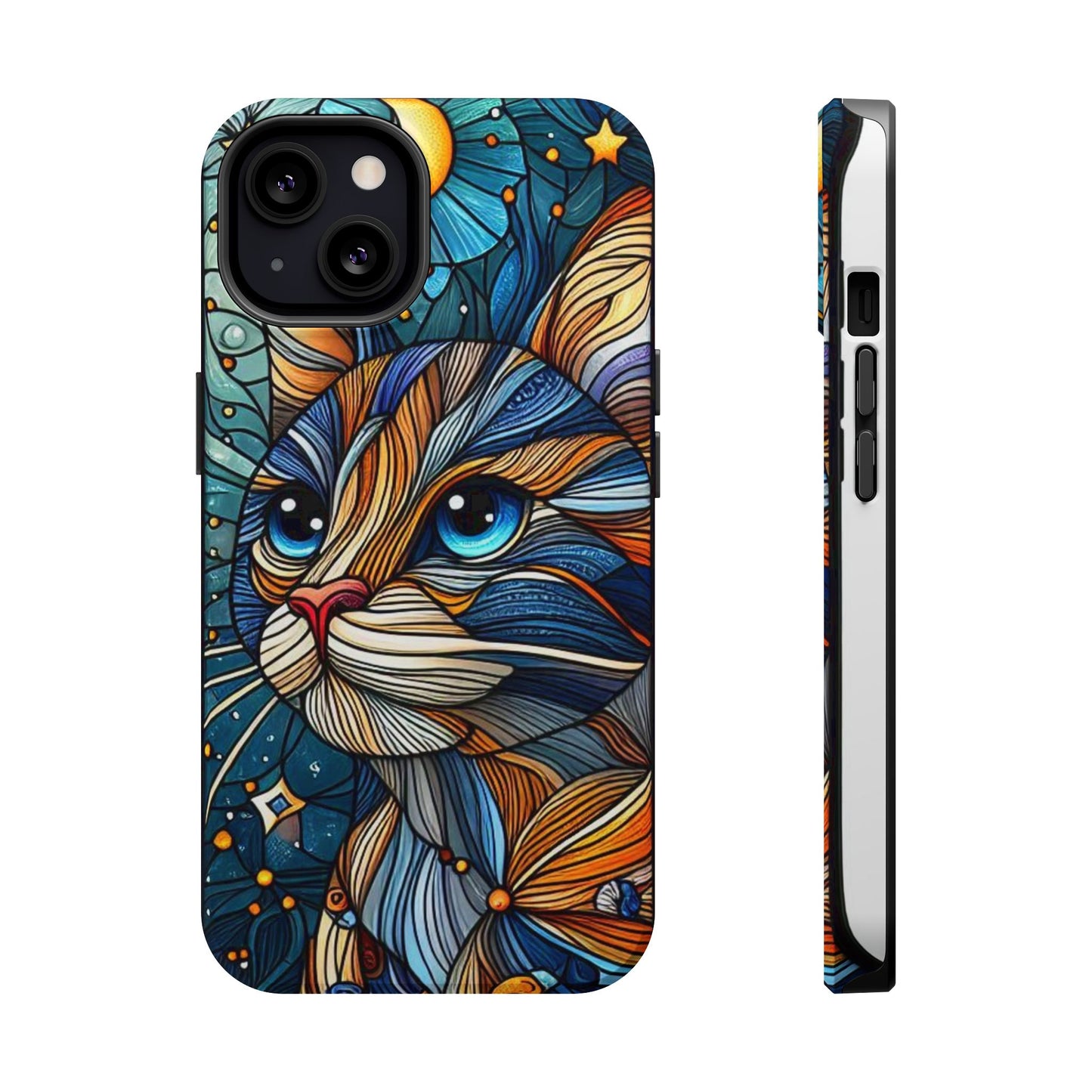 Cat-Stained Glass Magnetic Tough Cases