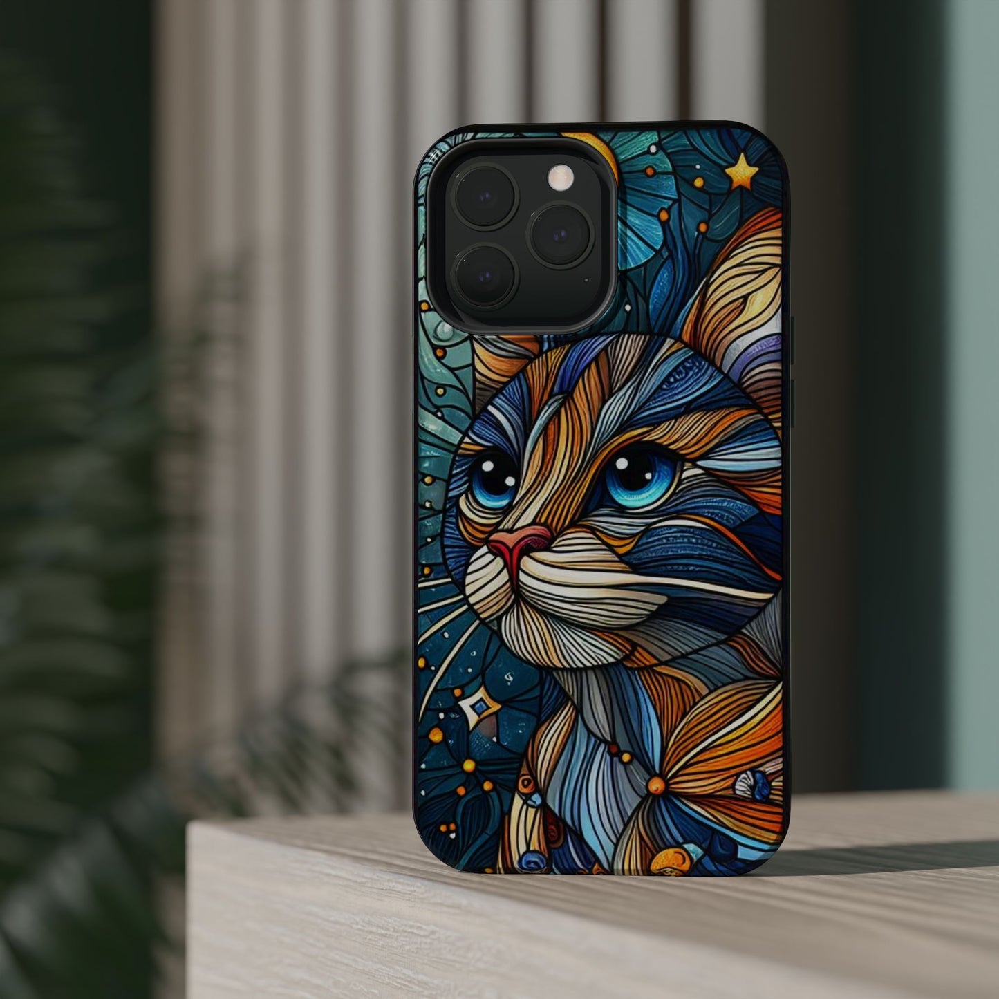 Cat-Stained Glass Magnetic Tough Cases